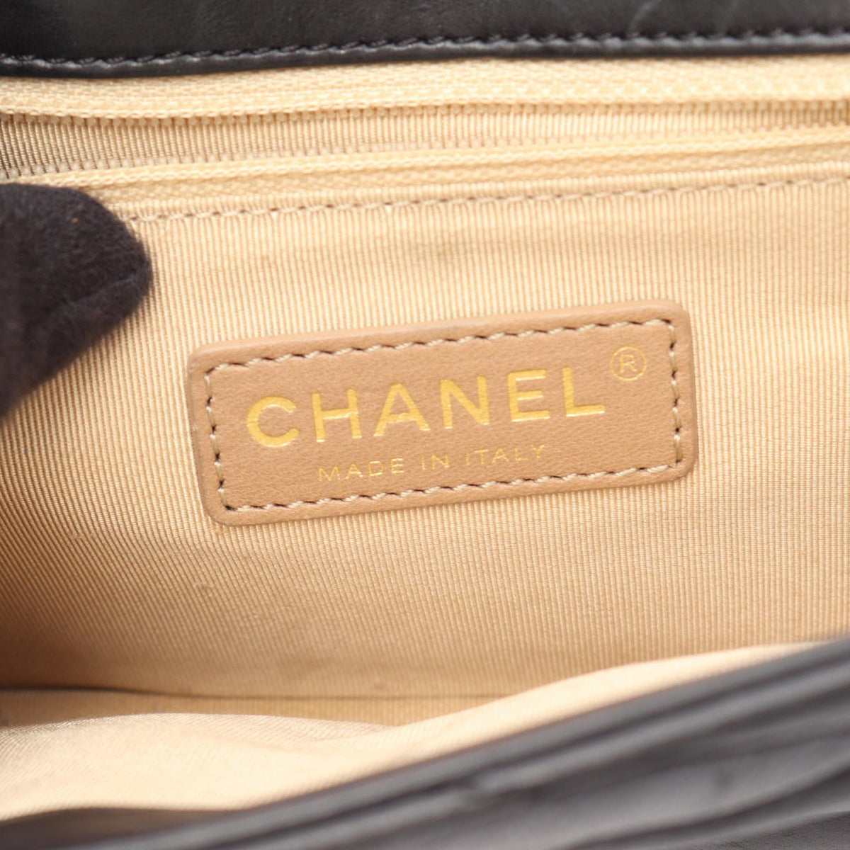 CHANEL Black Bias stitch leather 2101219687032