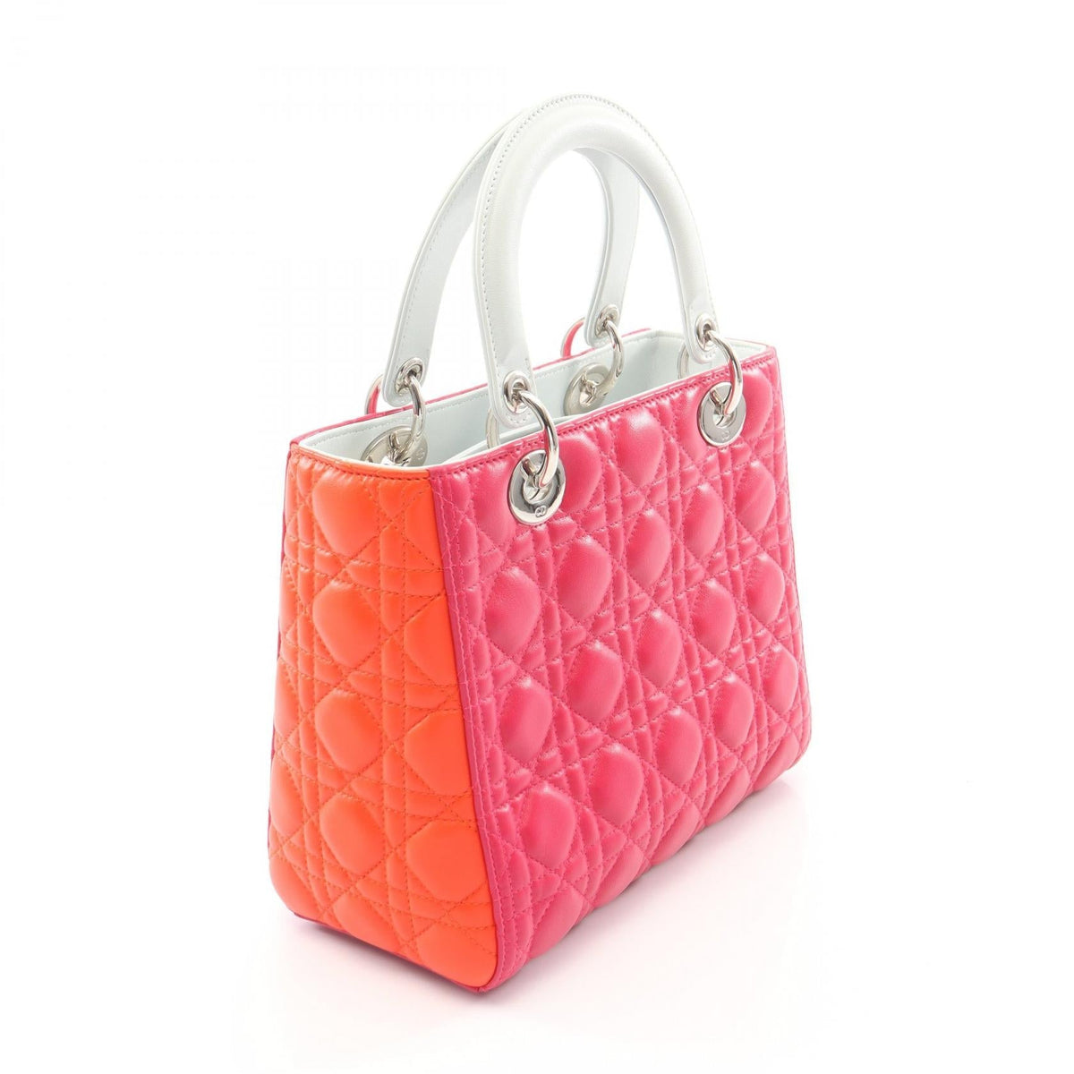 Dior LADY DIOR Christian Dior Cannage 2WAY Handbag Pink/Orange/Blue leather 2101219686714