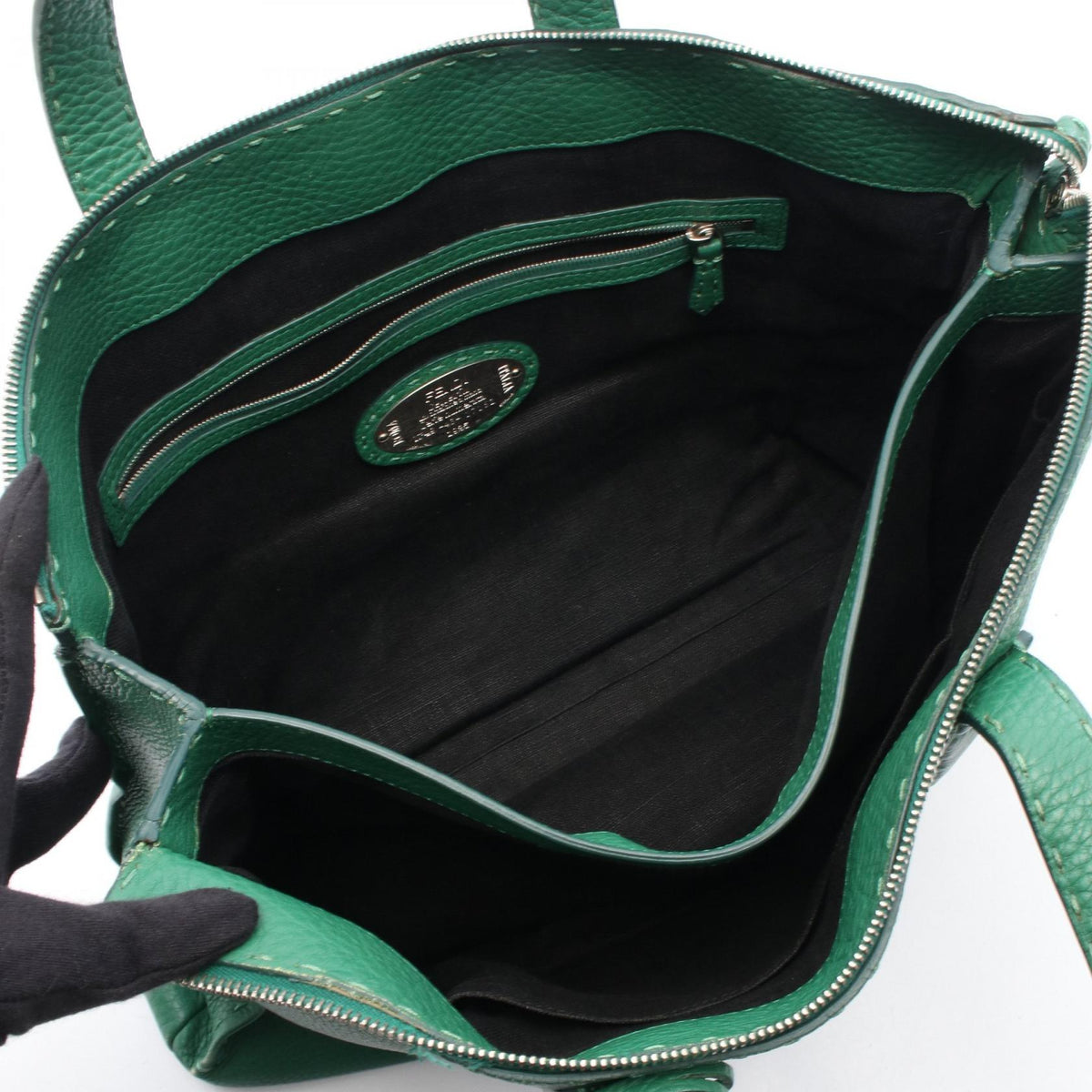 FENDI Selleria Business bag Green leather 7VA375 2101219679884