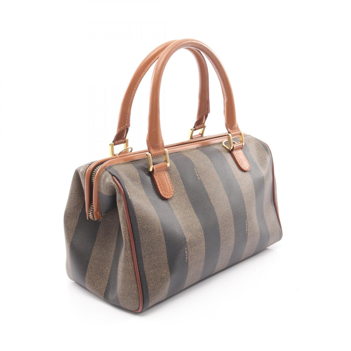 FENDI Pecan Handbag Black/Brown PVC coated canvas leather 2101219671802
