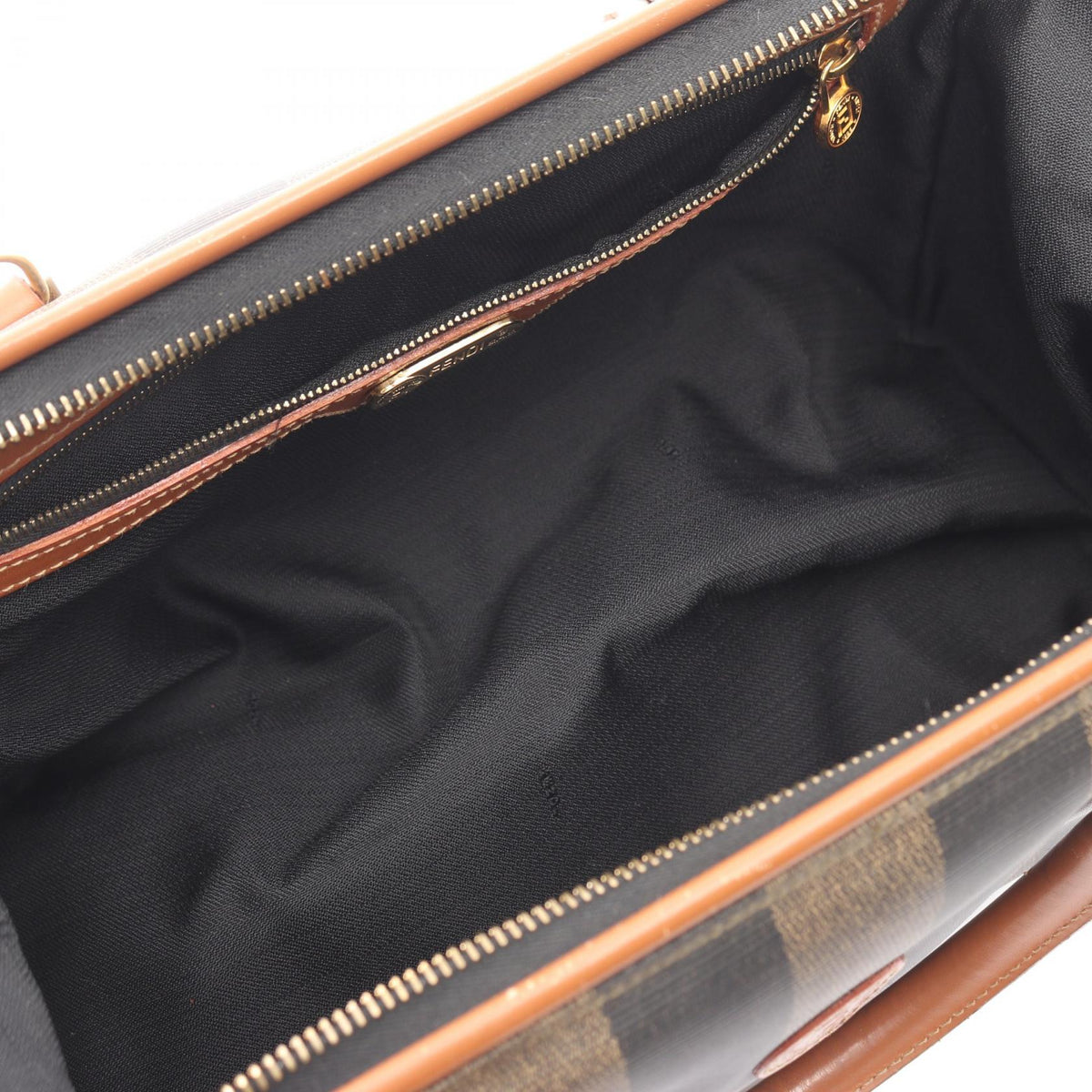 FENDI Pecan Handbag Black/Brown PVC coated canvas leather 2101219671802