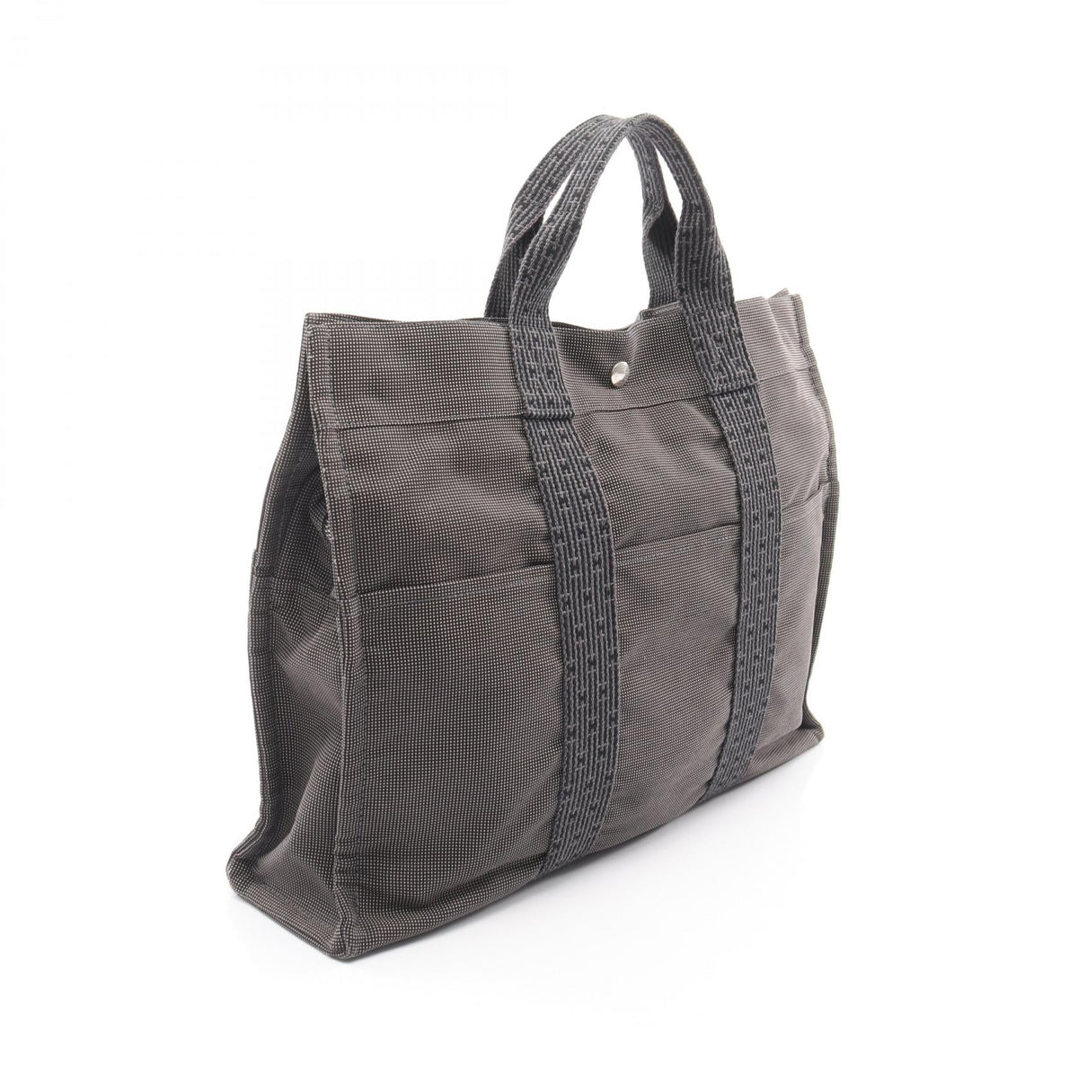 HERMES HerlineMM Tote Bag Gray Nylon Nylon canvas 2101219629827