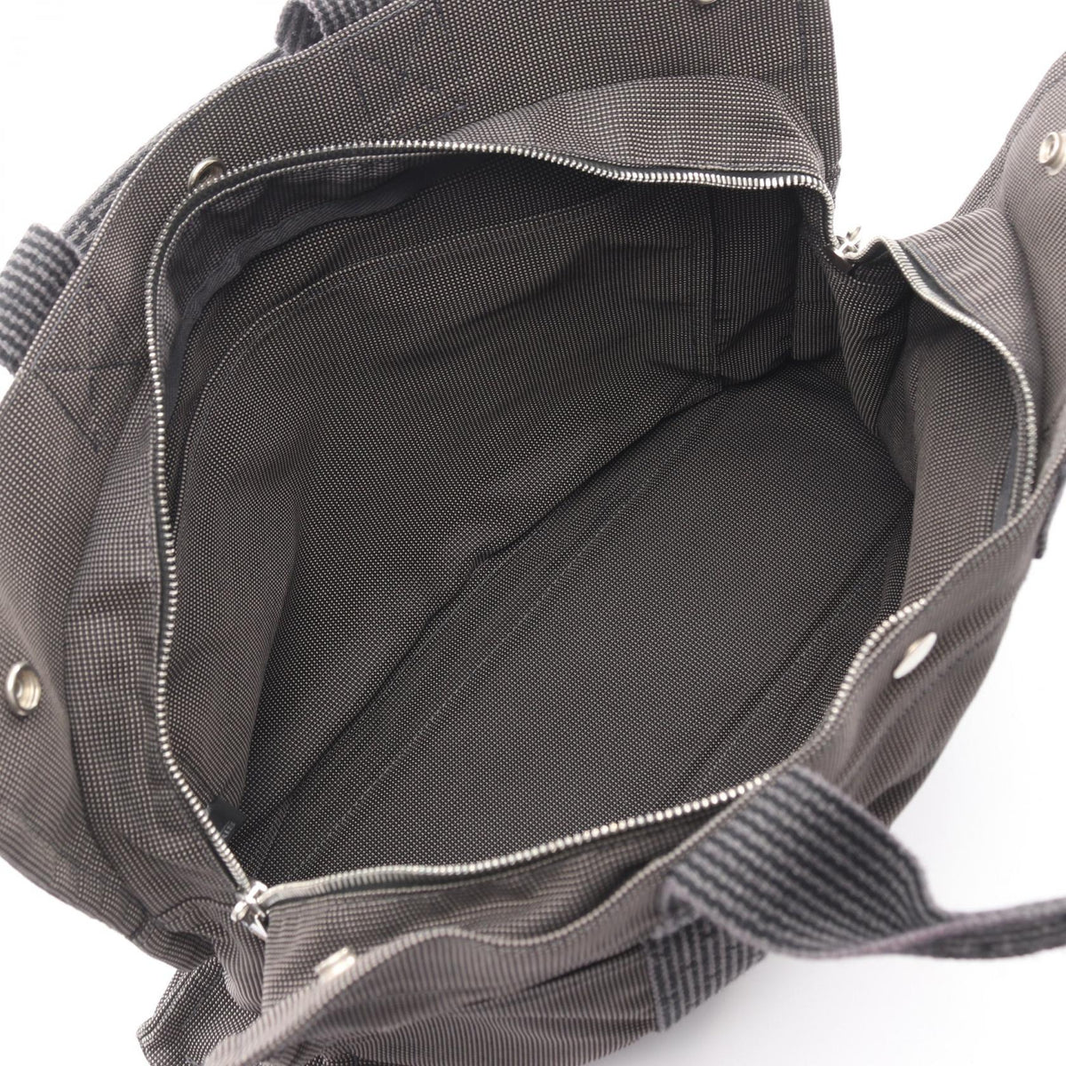 HERMES HerlineMM Tote Bag Gray Nylon Nylon canvas 2101219629827