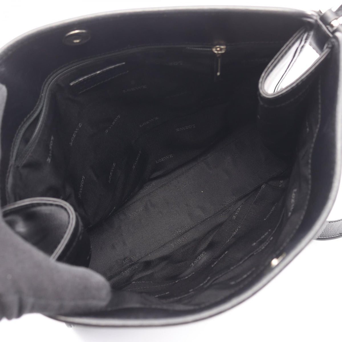 LOEWE anagram Shoulder Bag Black leather 2101219624495
