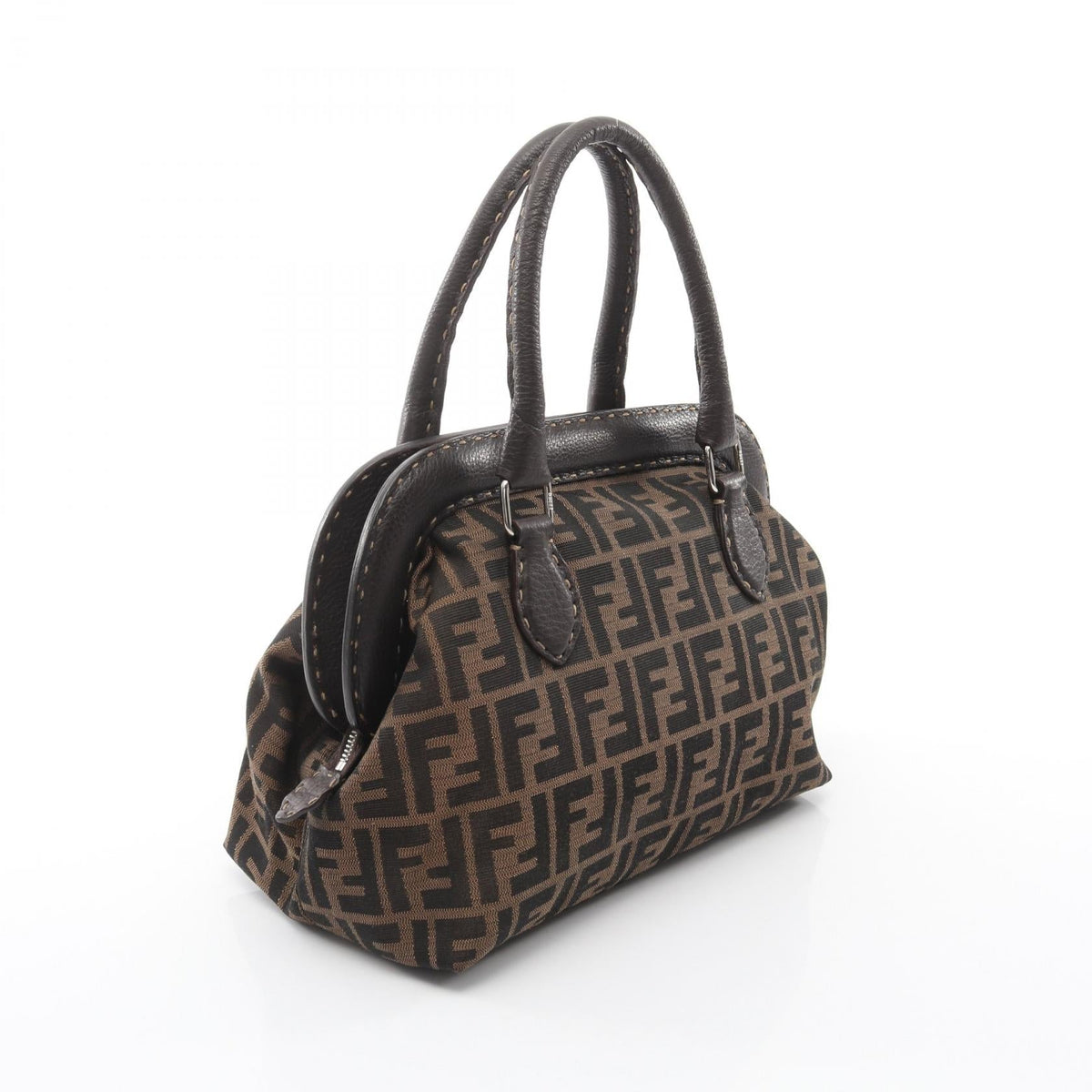 FENDI Zucca Handbag Brown canvas�leather 2101219620909