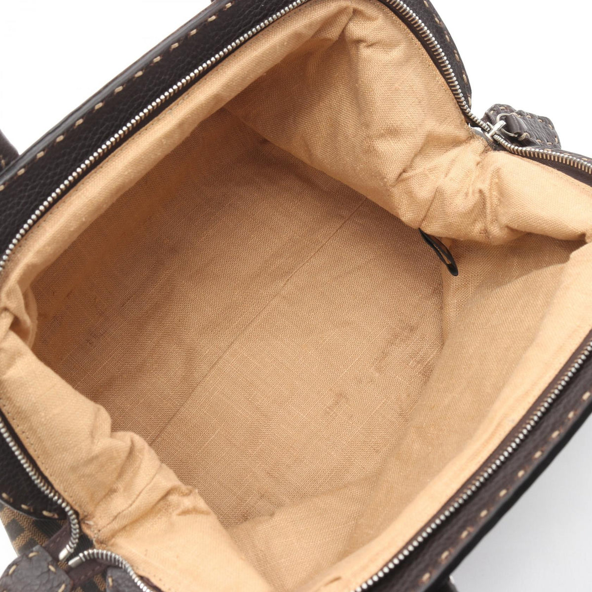 FENDI Zucca Handbag Brown canvas�leather 2101219620909