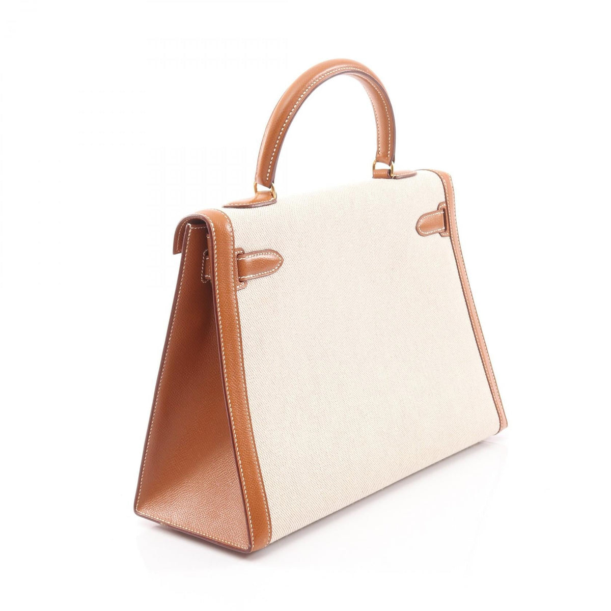 HERMES Kelly 32 HandbagEcru Ecru Beige/Brown/Gold Toile H canvas leather Toile H / Courchevel 2101219615578
