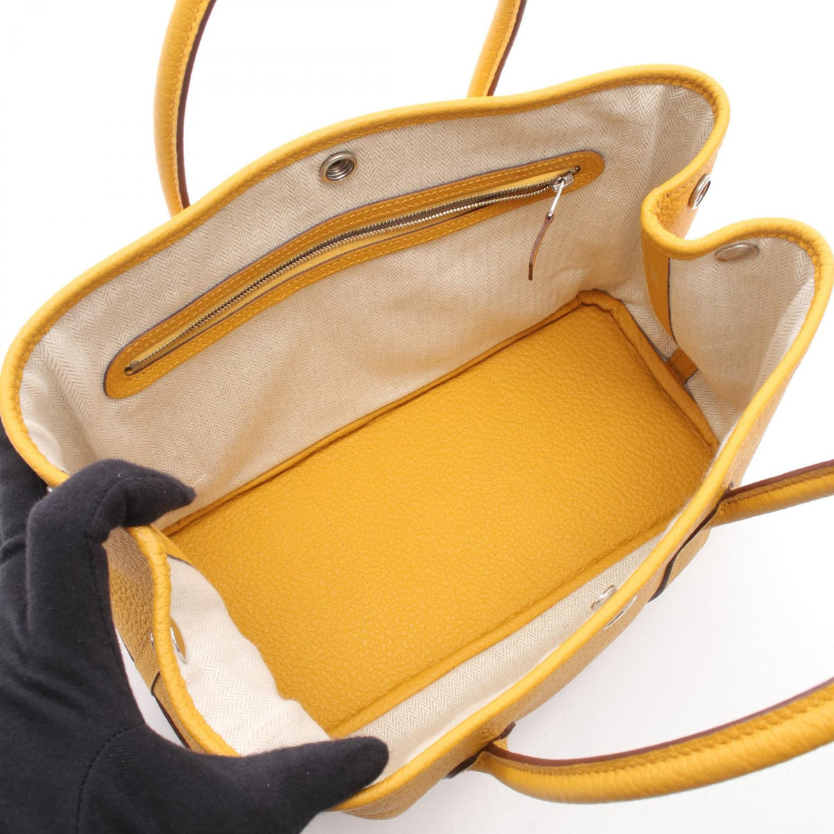 HERMES Garden party TPM Tote BagJaune ambre Jaune ambre Yellow Country leather leather Country leather 2101219822778