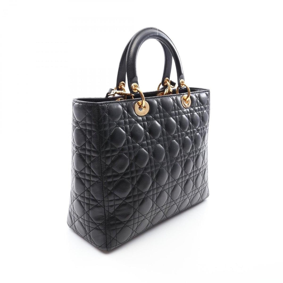 Dior Lady Christian Dior Large Cannage 2WAY Handbag Black leather 2101219814223
