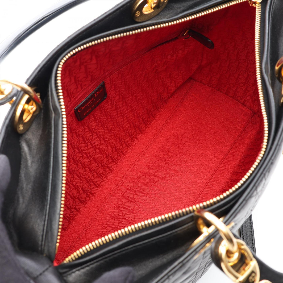 Dior Lady Christian Dior Large Cannage 2WAY Handbag Black leather 2101219814223