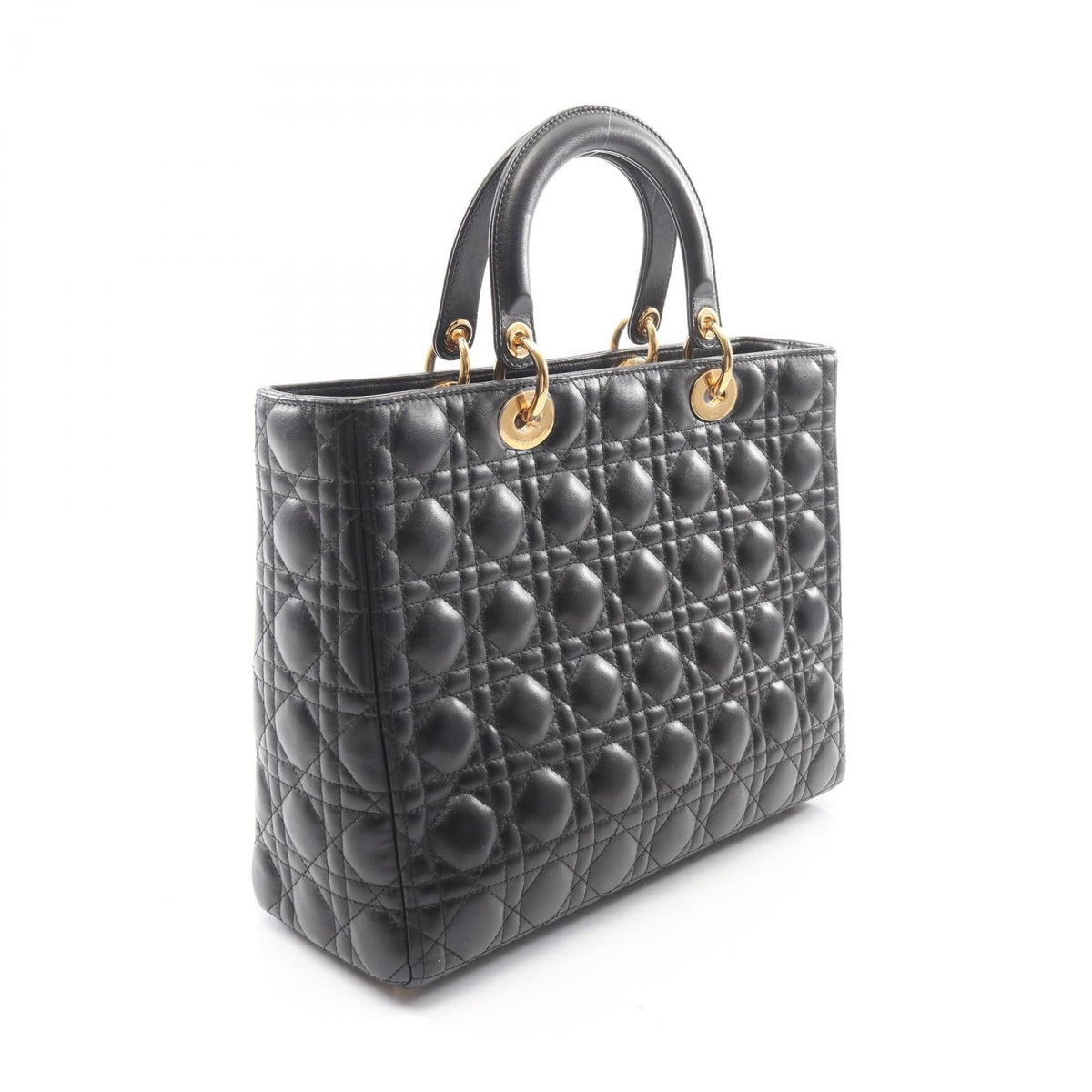 Dior Lady Christian Dior Large Cannage 2WAY Handbag Black leather 2101219812557