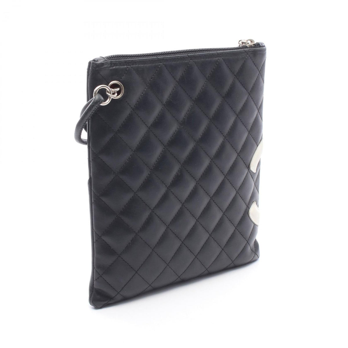 CHANEL Black/White Cambon line leather 2101219812090