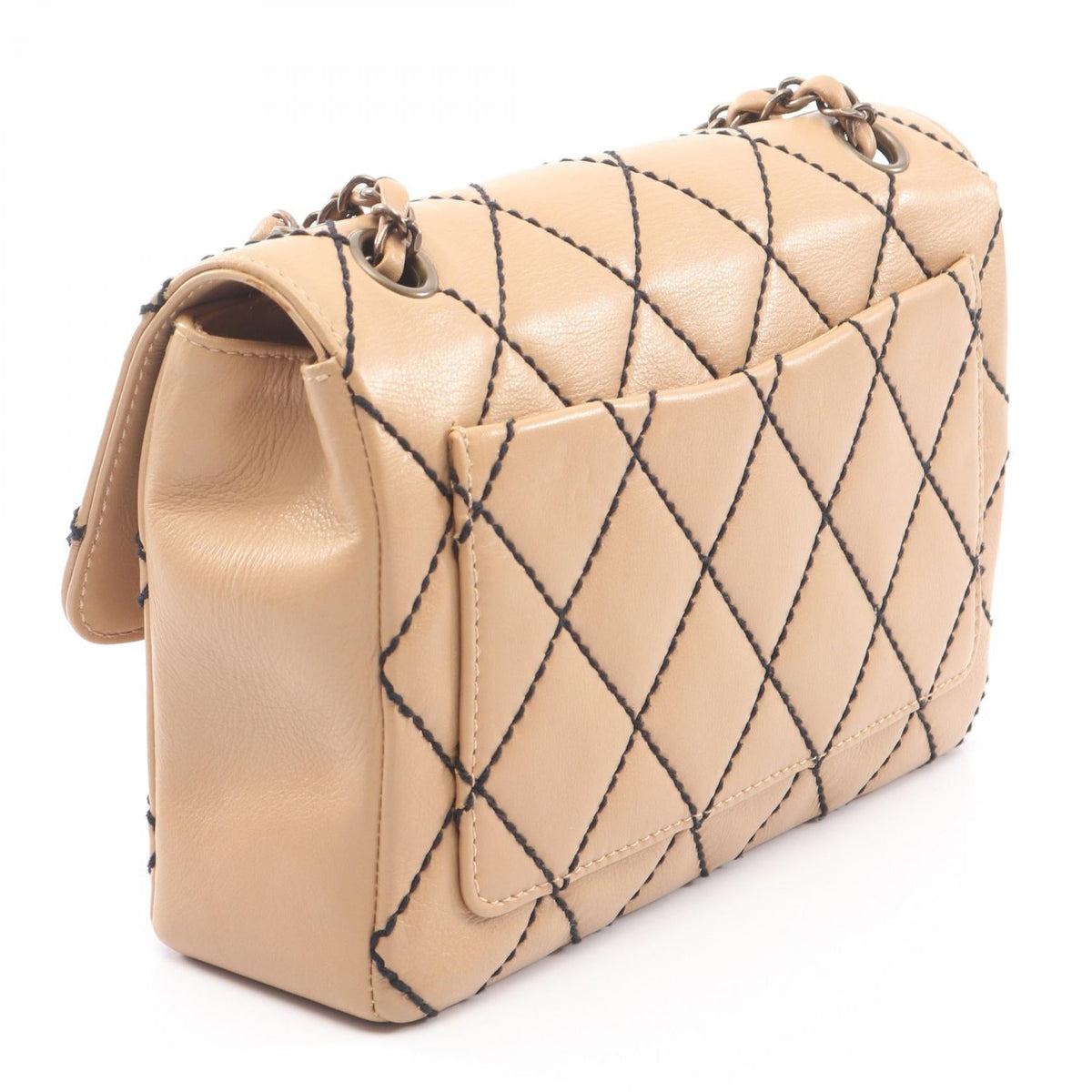 CHANEL Beige Wild Stitch Antique Gold Hardware leather 2101219807959
