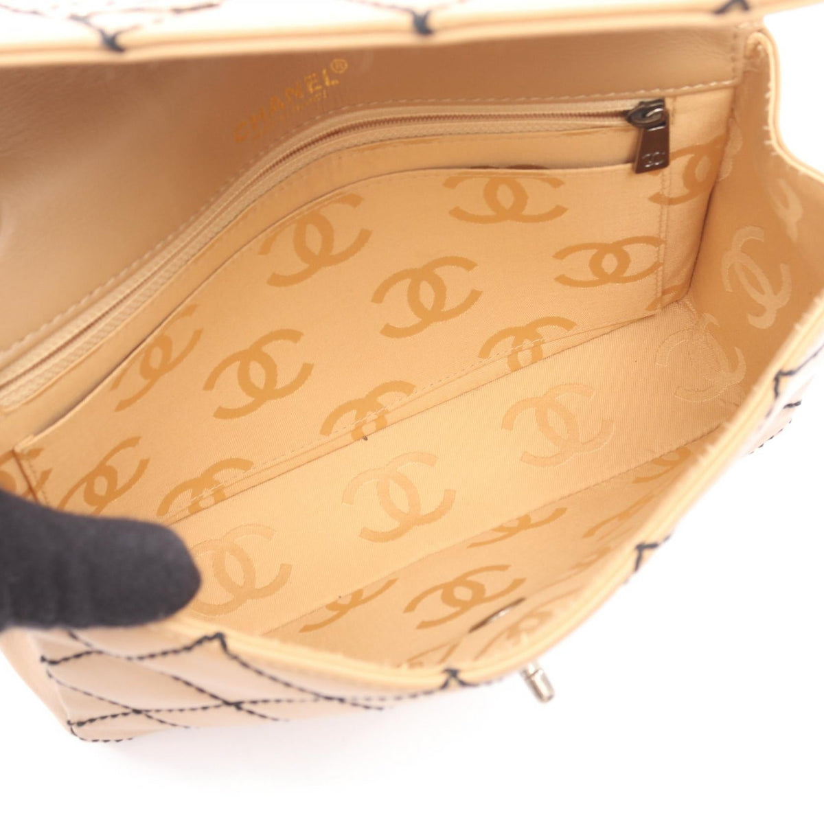 CHANEL Beige Wild Stitch Antique Gold Hardware leather 2101219807959