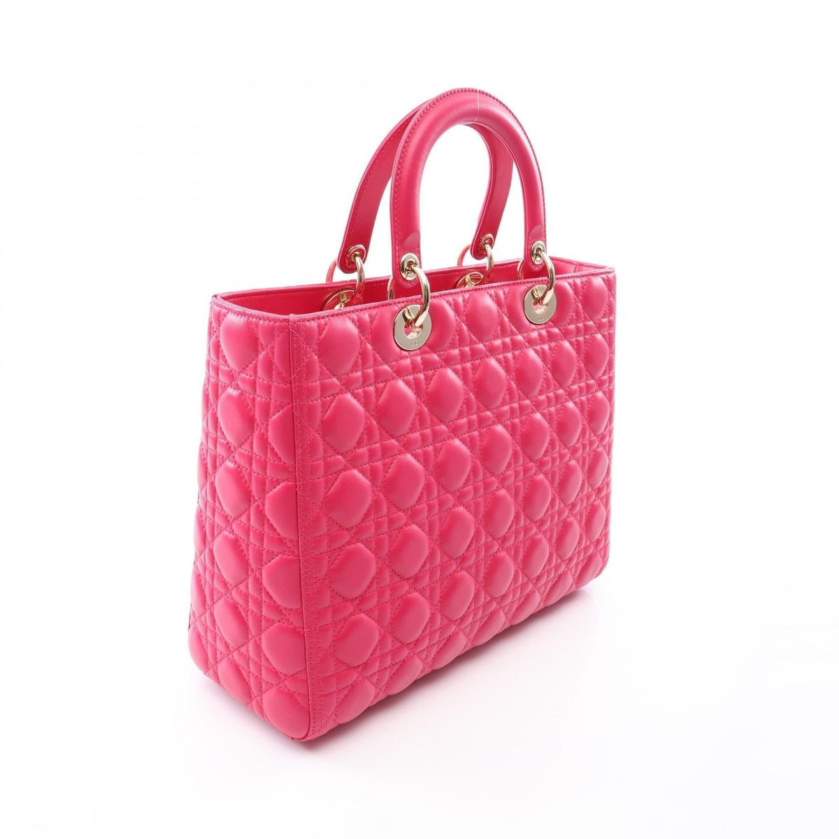 Dior Lady Christian Dior Large Cannage 2WAY Handbag Pink leather 2101219806648