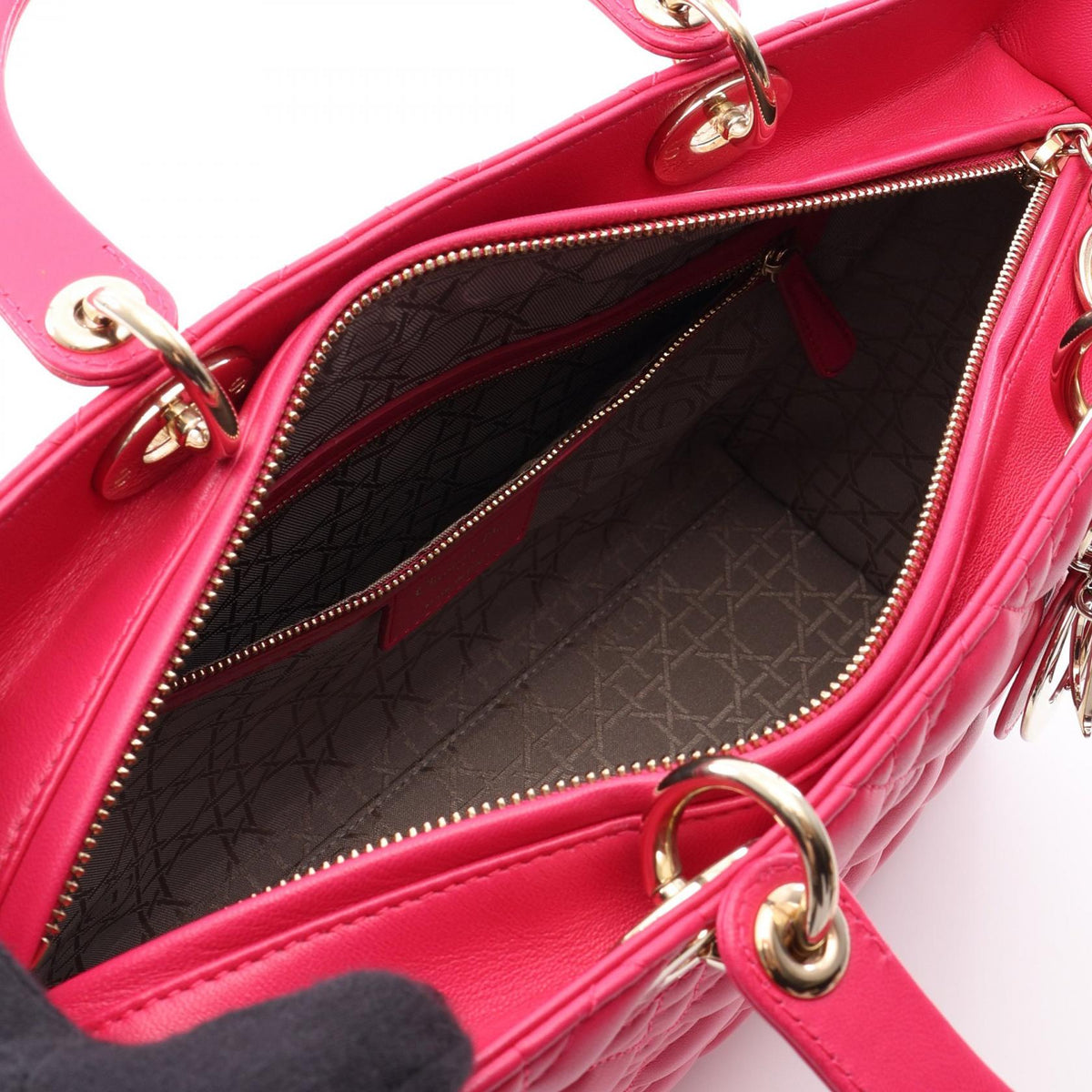 Dior Lady Christian Dior Large Cannage 2WAY Handbag Pink leather 2101219806648
