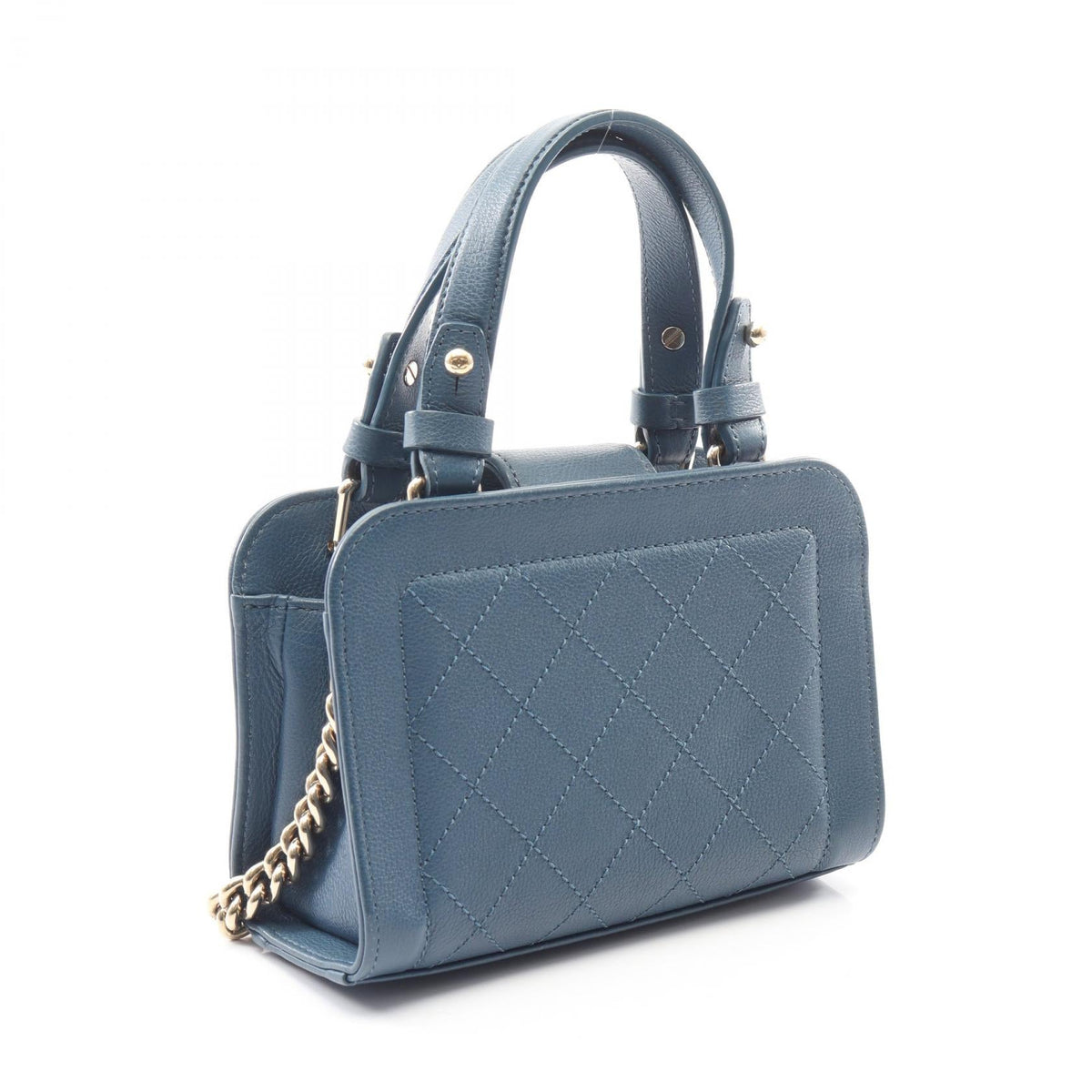 CHANEL Blue Matelasse 2WAY leather A93731 2101219790510