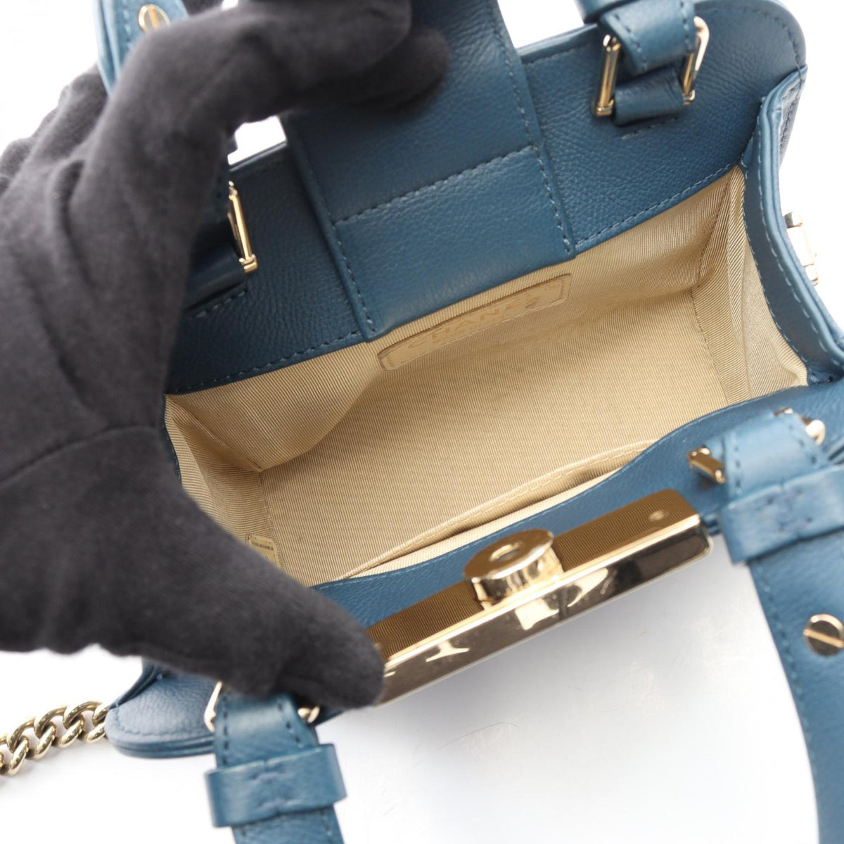 CHANEL Blue Matelasse 2WAY leather A93731 2101219790510