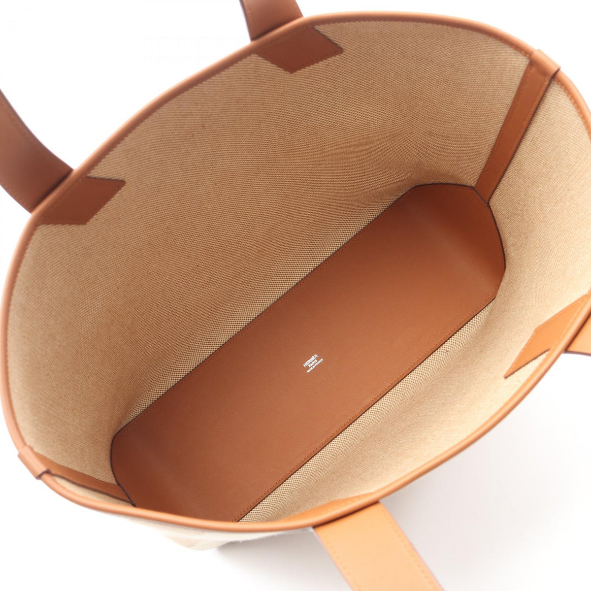HERMES HH en BiaisGM Ecru Gold Tote BagEcru Ecru Beige/Brown Toile H canvas leather Vaux Swift leather 2101219790367