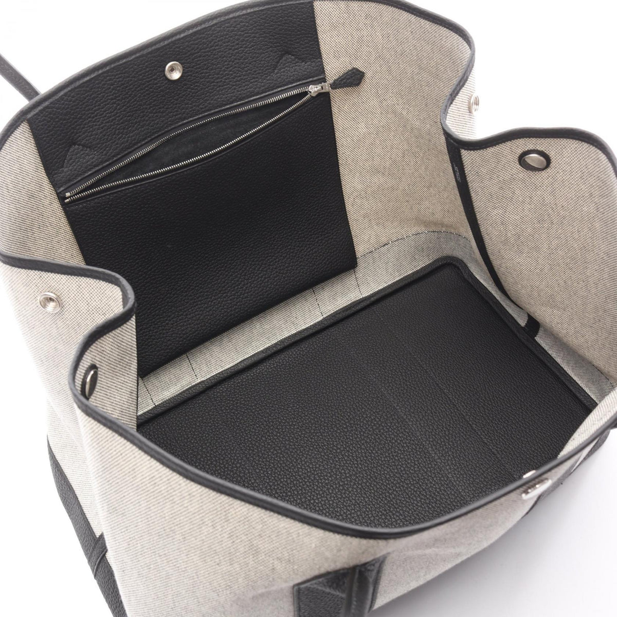 HERMES Neo Garden 41 Voyage Tote BagEcru Ecru Gray/Black Negonda leather canvas leather Toile H Viking / Negonda leather 2101219789989