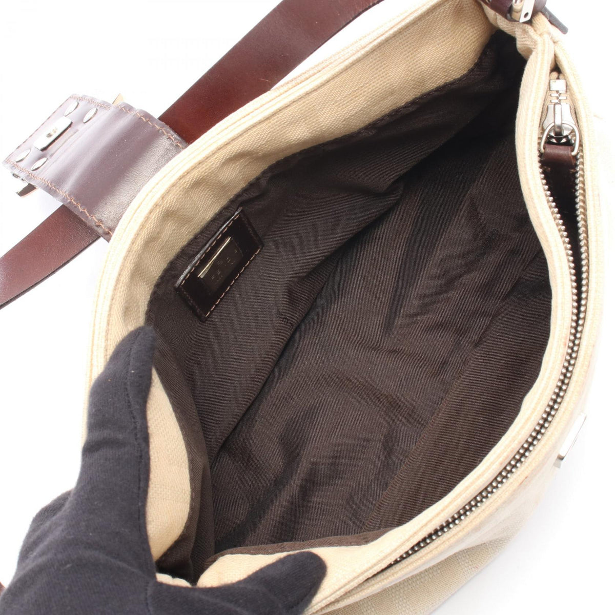 FENDI Zucca mamma bucket Shoulder Bag Beige/Brown canvas leather 2101219783413