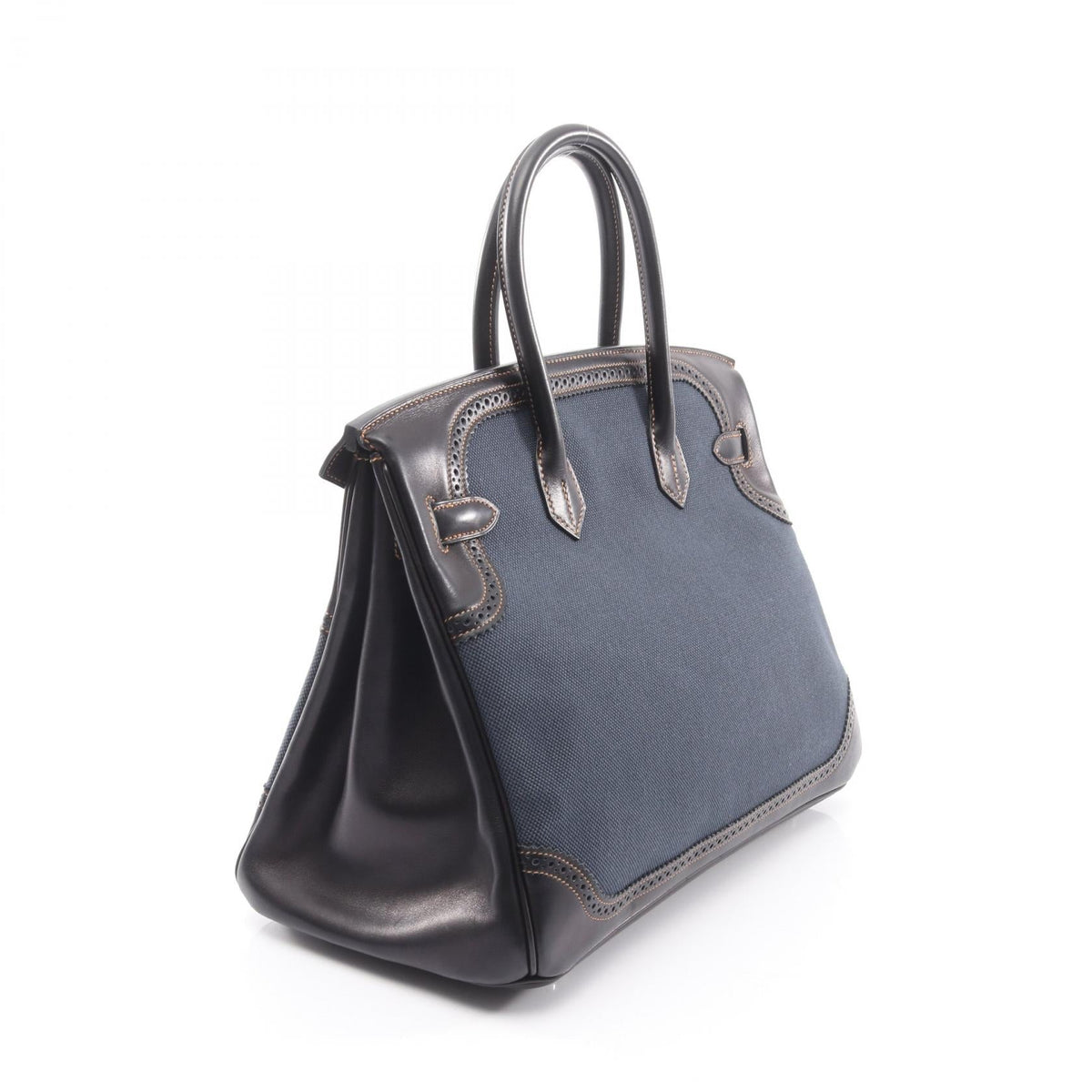 HERMES Birkin 35 Gillies HandbagDenim fonce Denim fonce Navy/Black Toile H canvas leather Toile H / Evercalf 2104102507141