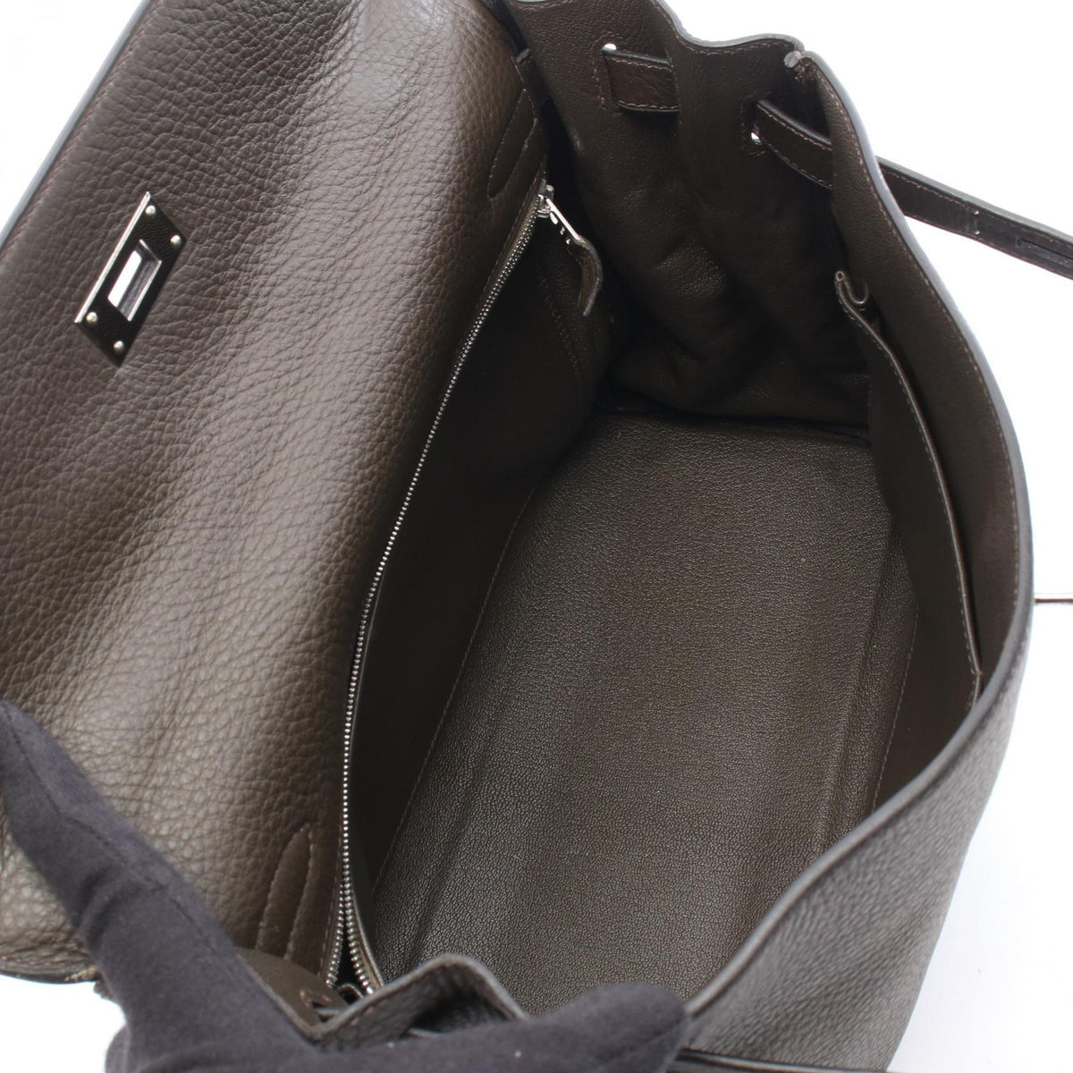 HERMES Kelly 32 inner stitch 2WAY Handbag Khaki Taurillon Clemence leather 2107601151501