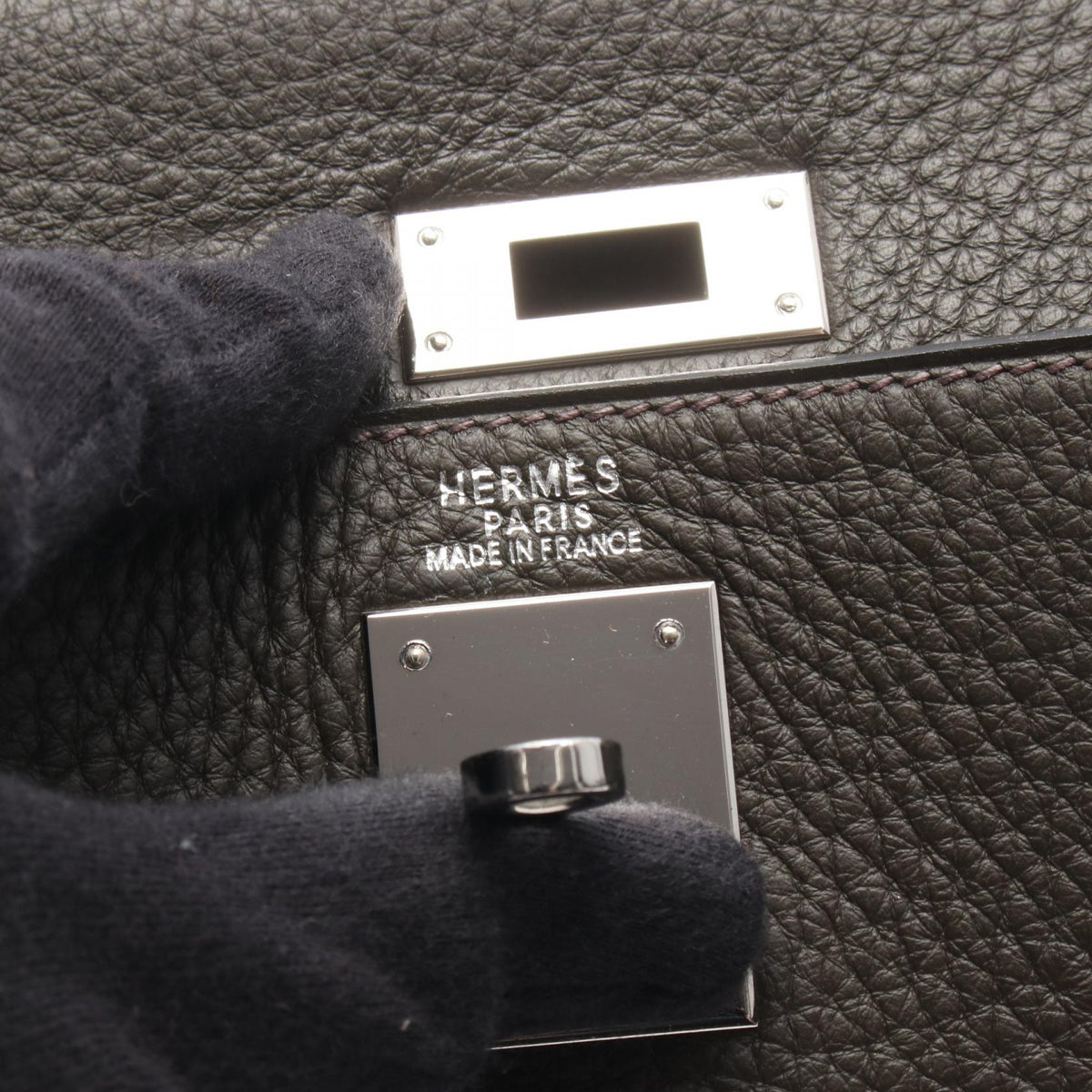 HERMES Kelly 32 inner stitch 2WAY Handbag Khaki Taurillon Clemence leather 2107601151501