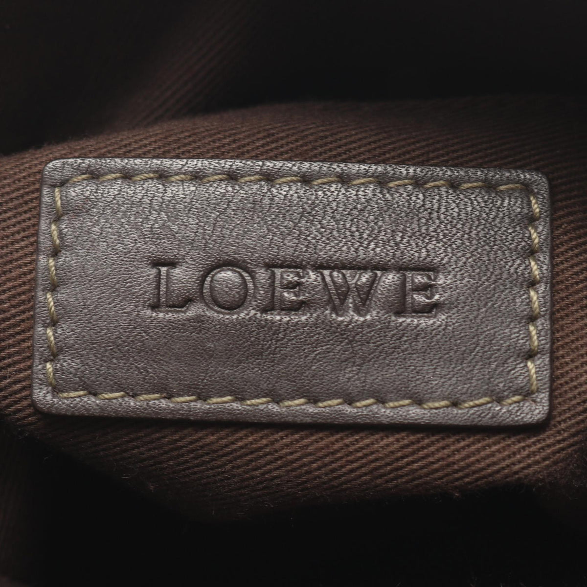 LOEWE Repeat anagram Shoulder Bag Brown PVC coated canvas leather 2101219835914