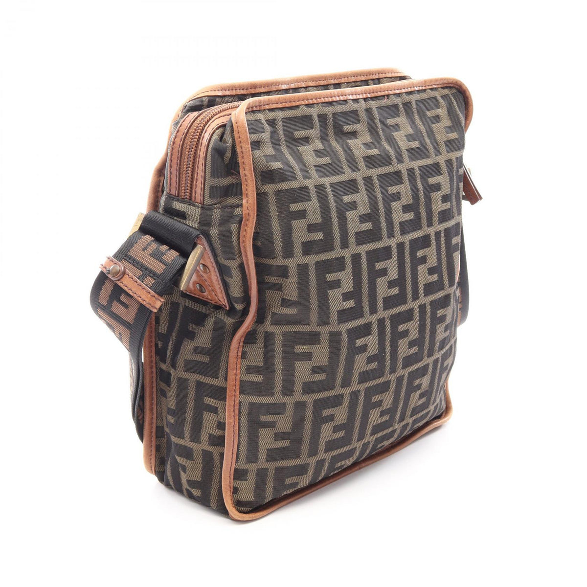 FENDI Zucca Shoulder Bag Brown/Black canvas leather 2101219835839