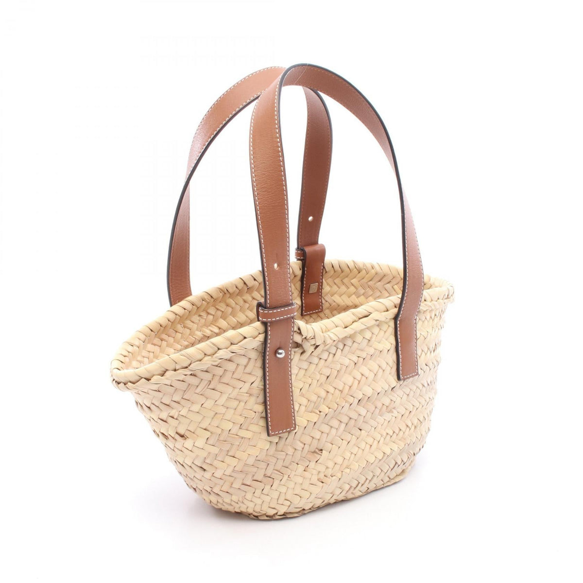 LOEWE Basket Bag Small Smiley World Handbag Beige/Brown/Yellow leather Raffia A223S93X07 2101219829005