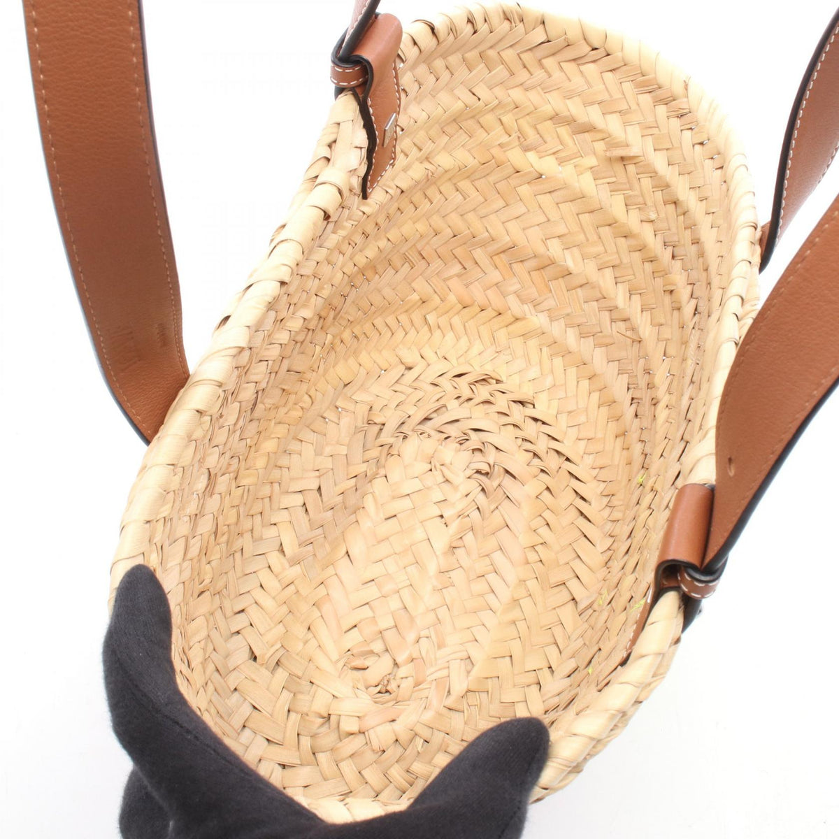 LOEWE Basket Bag Small Smiley World Handbag Beige/Brown/Yellow leather Raffia A223S93X07 2101219829005
