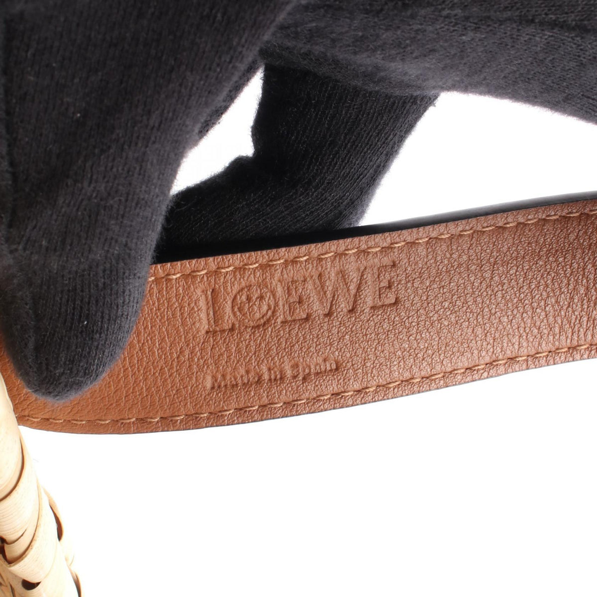 LOEWE Basket Bag Small Smiley World Handbag Beige/Brown/Yellow leather Raffia A223S93X07 2101219829005