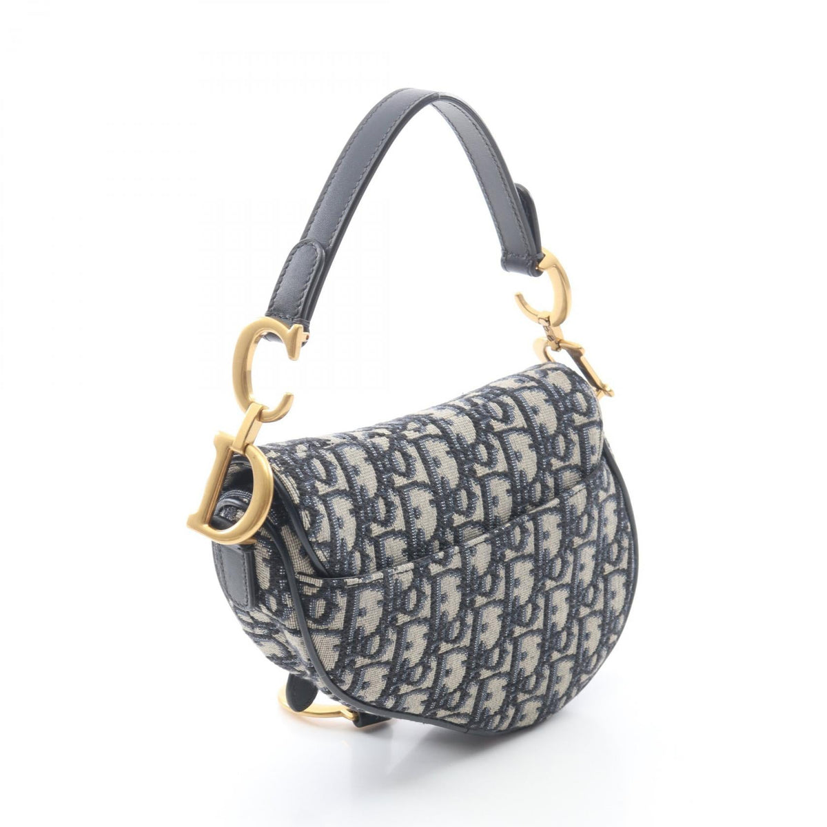 Dior Saddlebag Mini Oblique Jacquard 2WAY Handbag Beige/Navy canvas�leather 2101219826271