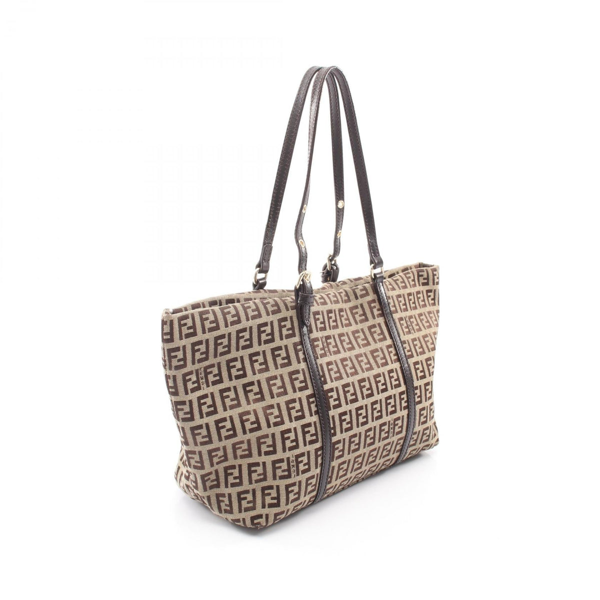 FENDI Zucchino Tote Bag Beige/Brown canvas�leather 8BH214 2101219824666