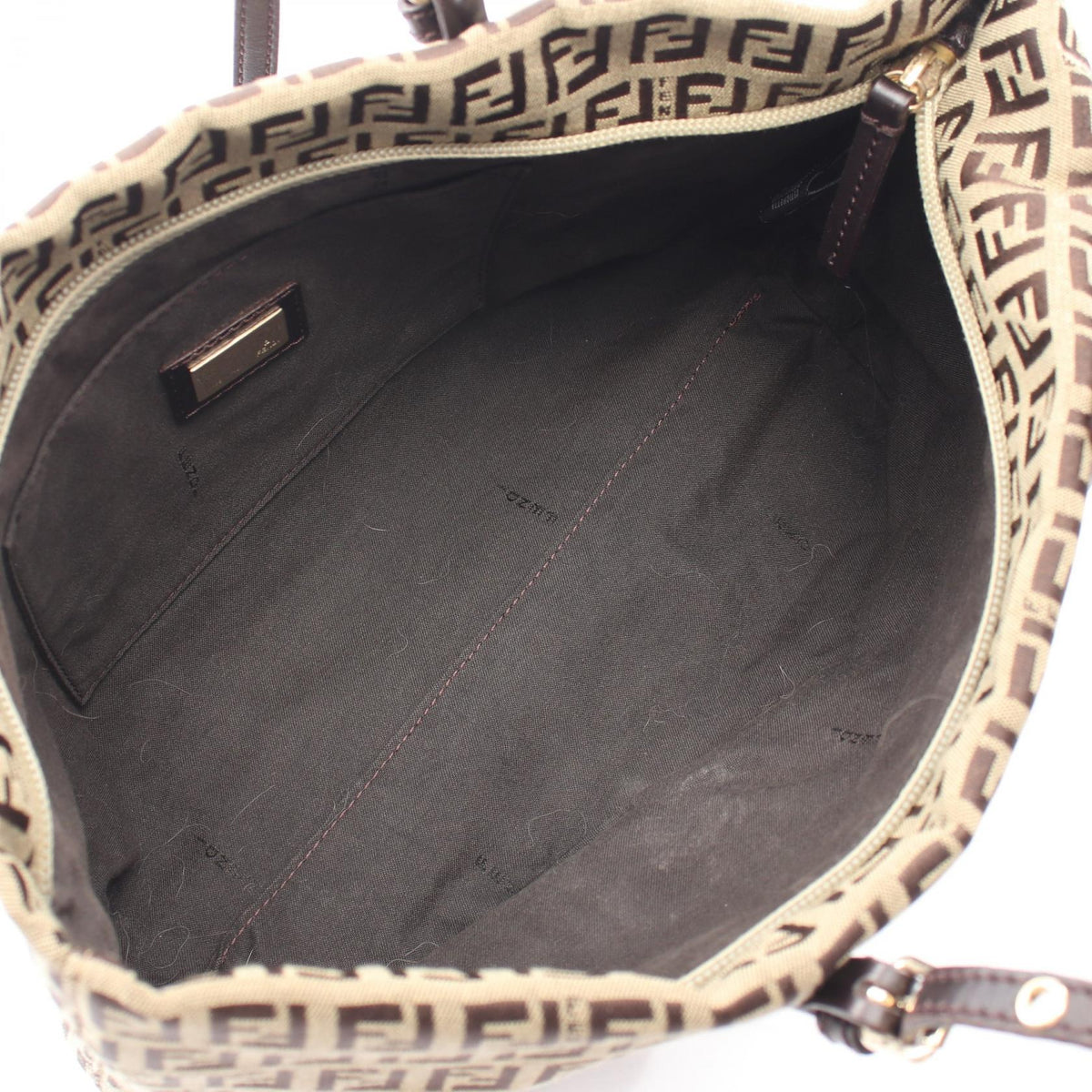 FENDI Zucchino Tote Bag Beige/Brown canvas�leather 8BH214 2101219824666