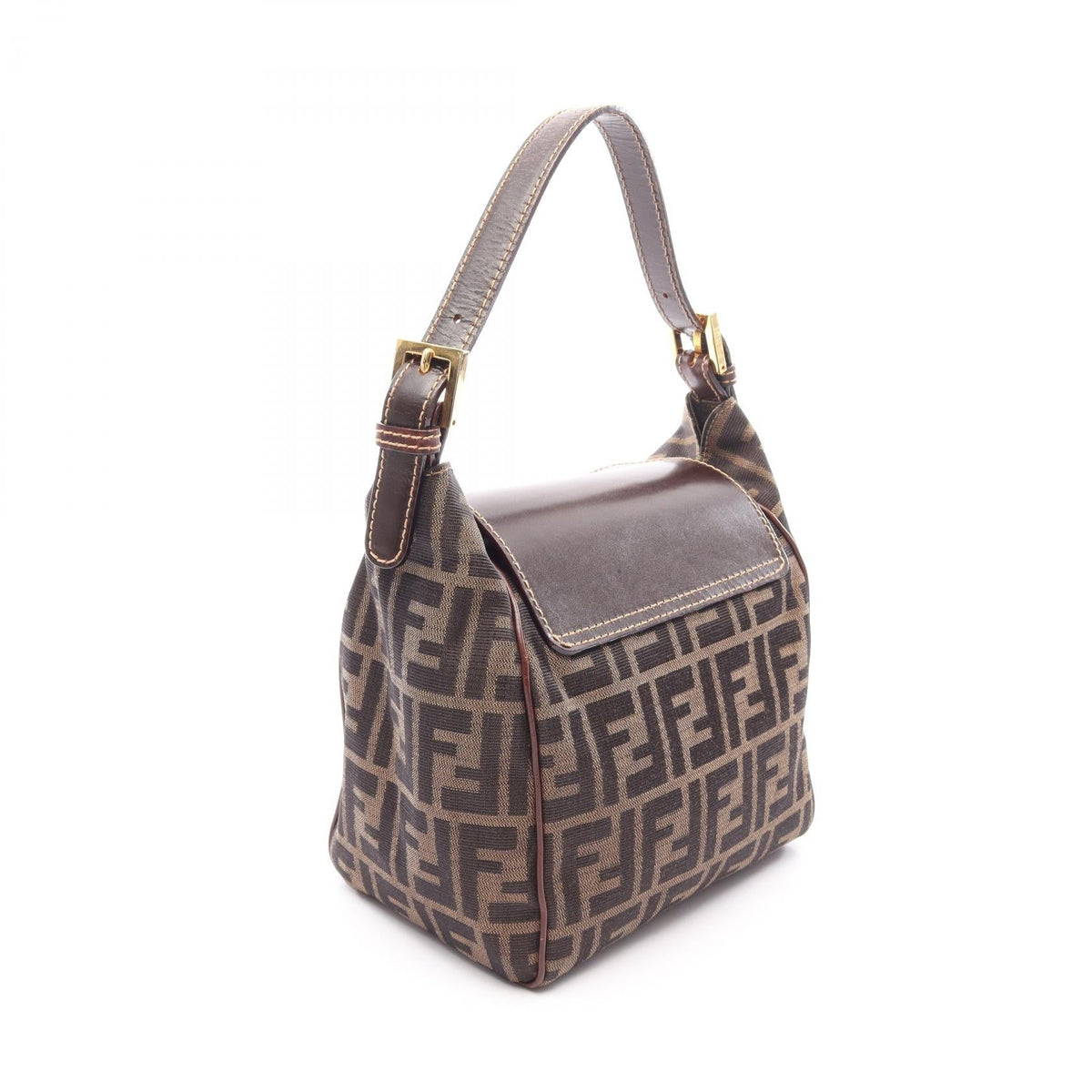 FENDI Zucca Handbag Brown canvas�leather 2101219824710