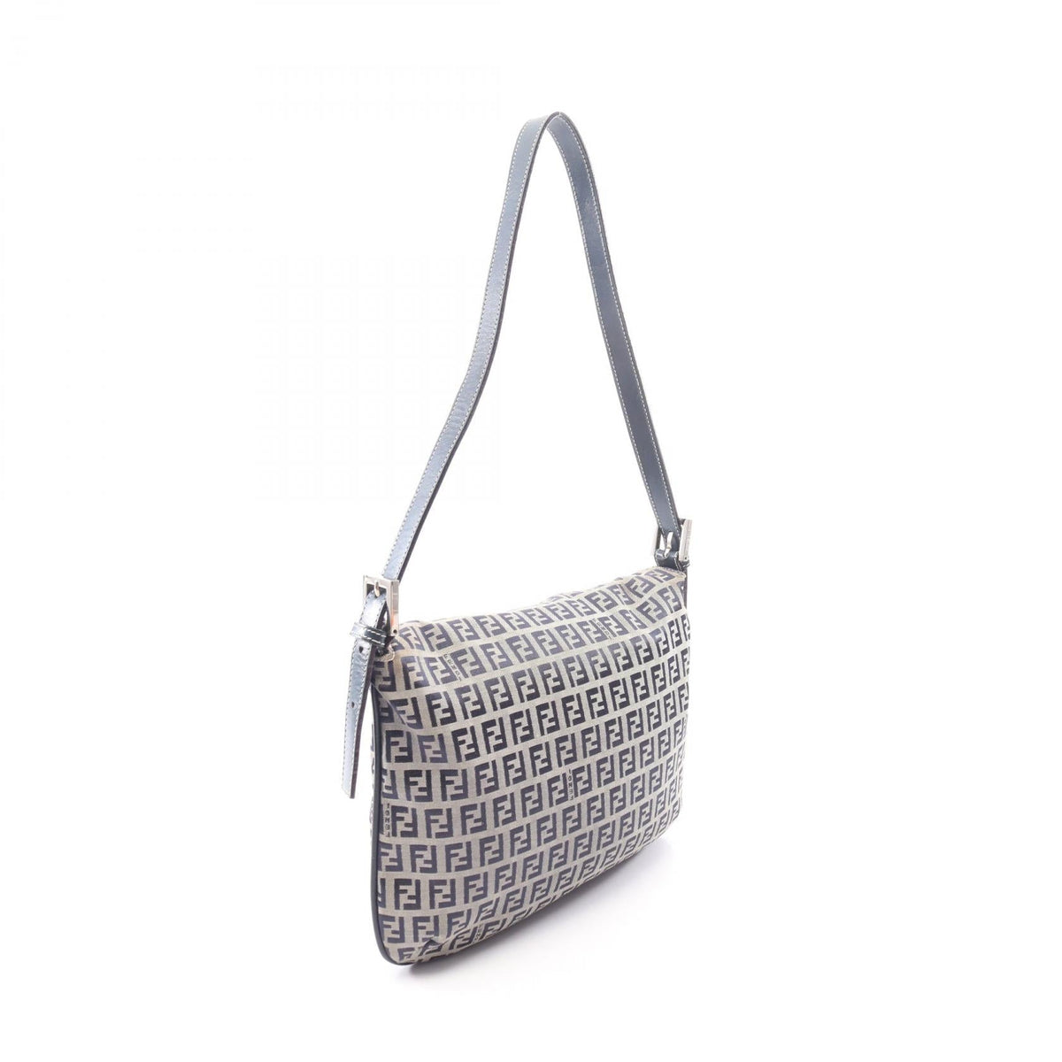 FENDI Mamma bucket Zucchino Shoulder Bag Gray/Navy canvas�leather 2101219824642