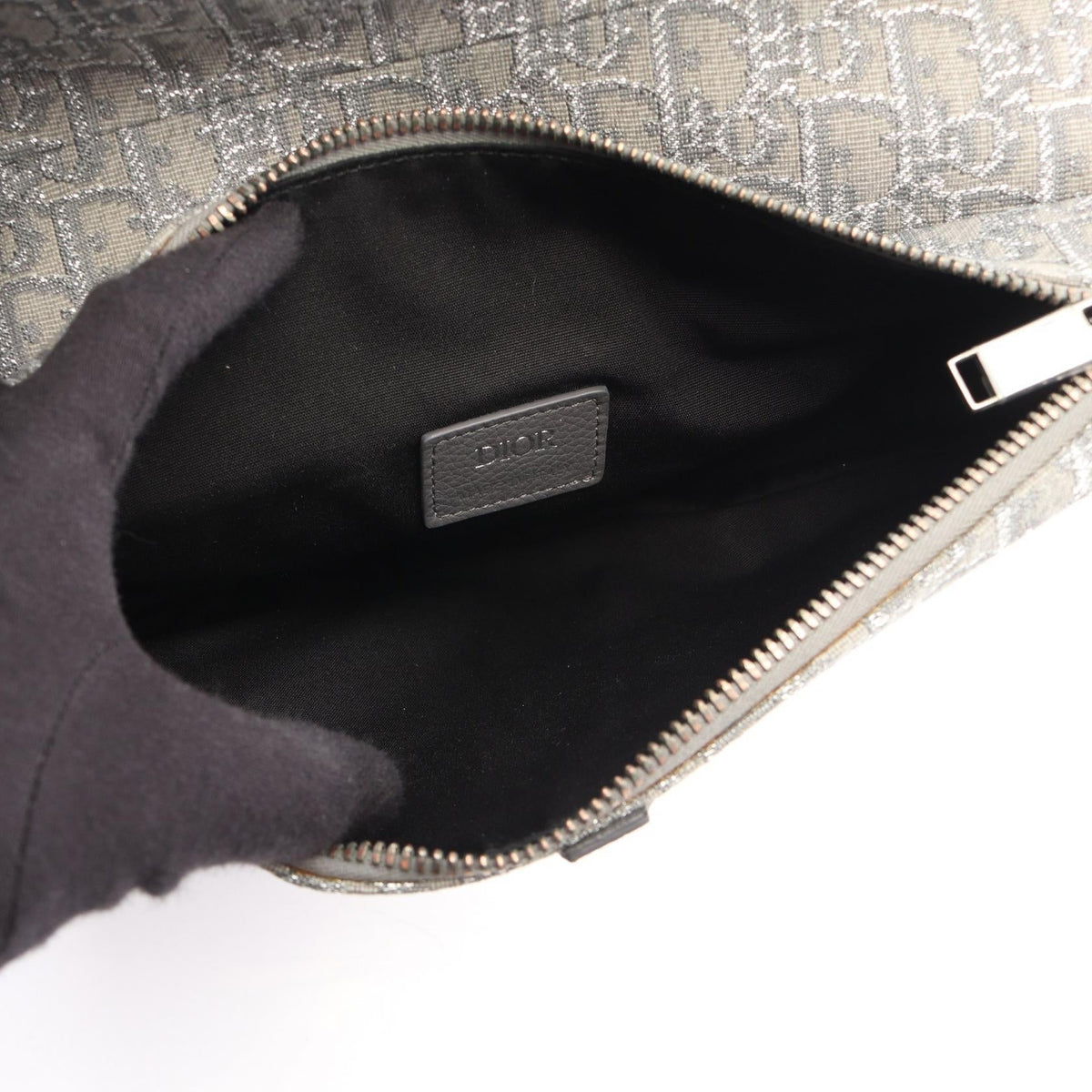 Dior SADDLE Oblique Waist bag Body bag Gray canvas leather 2101219902500