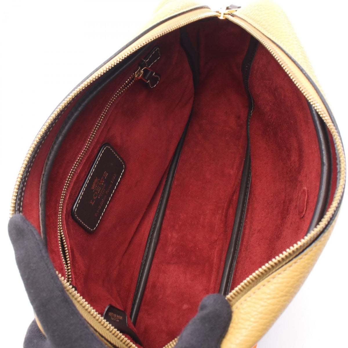 LOEWE Anagram embossed neon colors Shoulder Bag Brown/Orange leather Patent leather 2101219913278