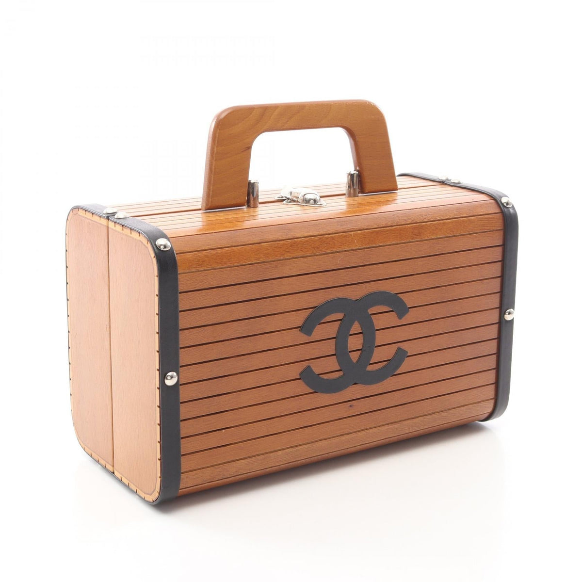 CHANEL Brown/Black COCO Mark leather�Wood 2101219913186