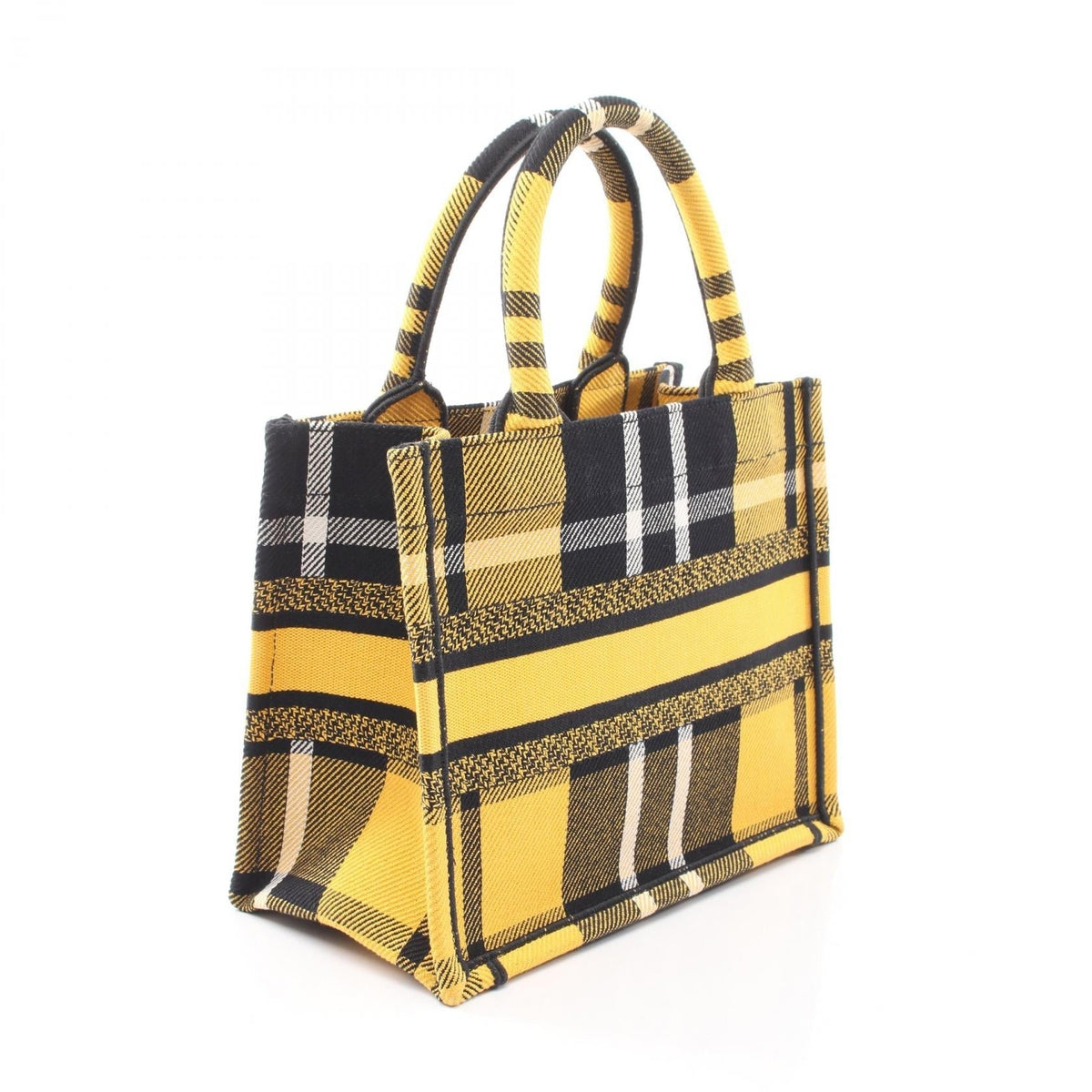 Dior BOOK TOTE Small Check Pattern Tote Bag Yellow/Black canvas 2118500065431