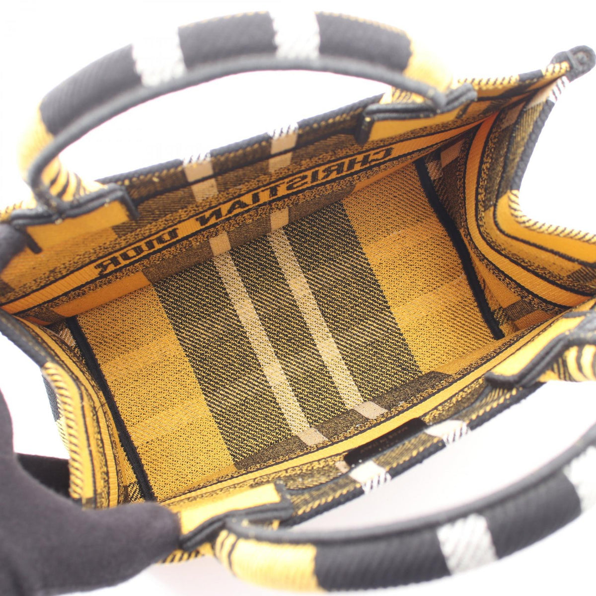 Dior BOOK TOTE Small Check Pattern Tote Bag Yellow/Black canvas 2118500065431