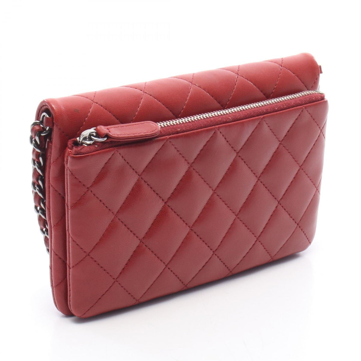CHANEL Red Matelasse Small Chain Shoulder Lambskin (sheep leather) 66251 2101220016333