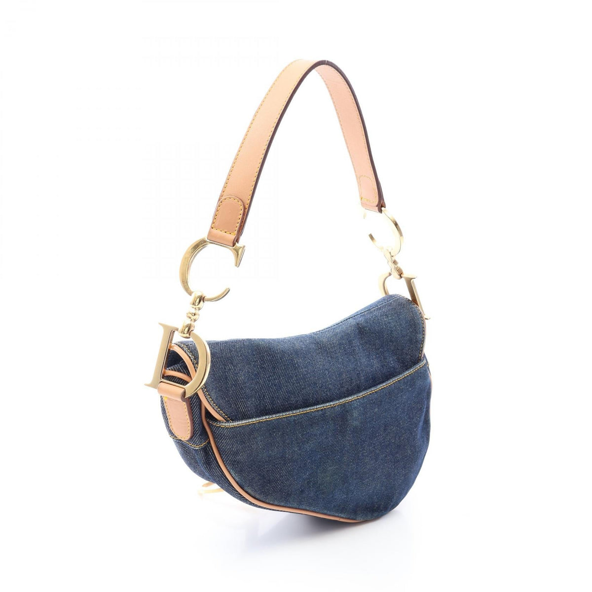 Dior Saddle bag Handbag Navy/Brown denim�leather 2101220016906