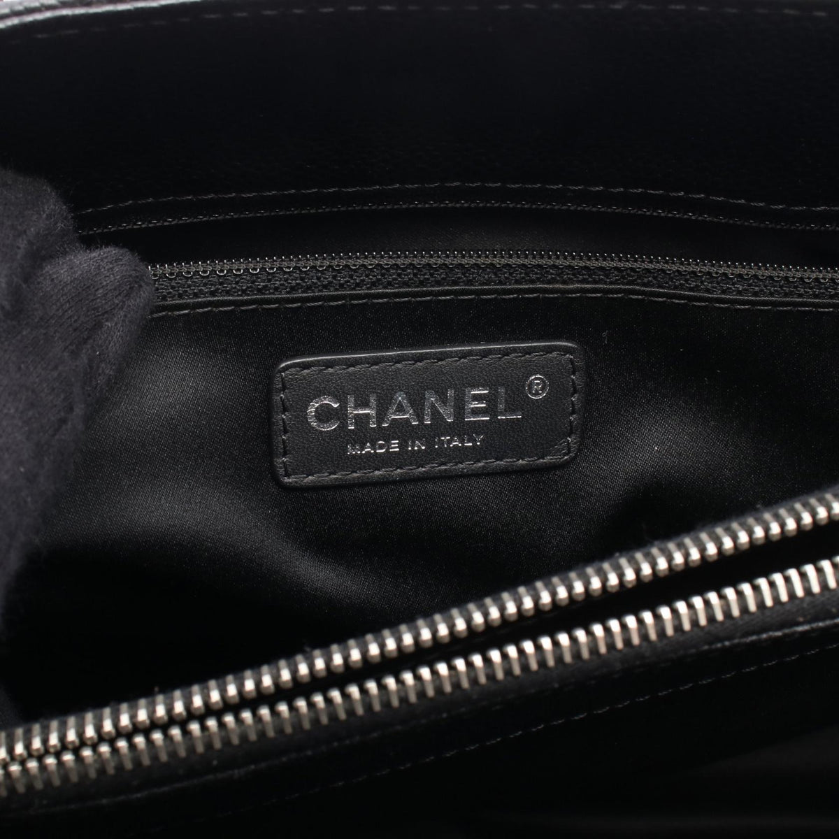 CHANEL Black Matelasse Grand Shopping GST Grained Calfskin leather A50995 2101220073992