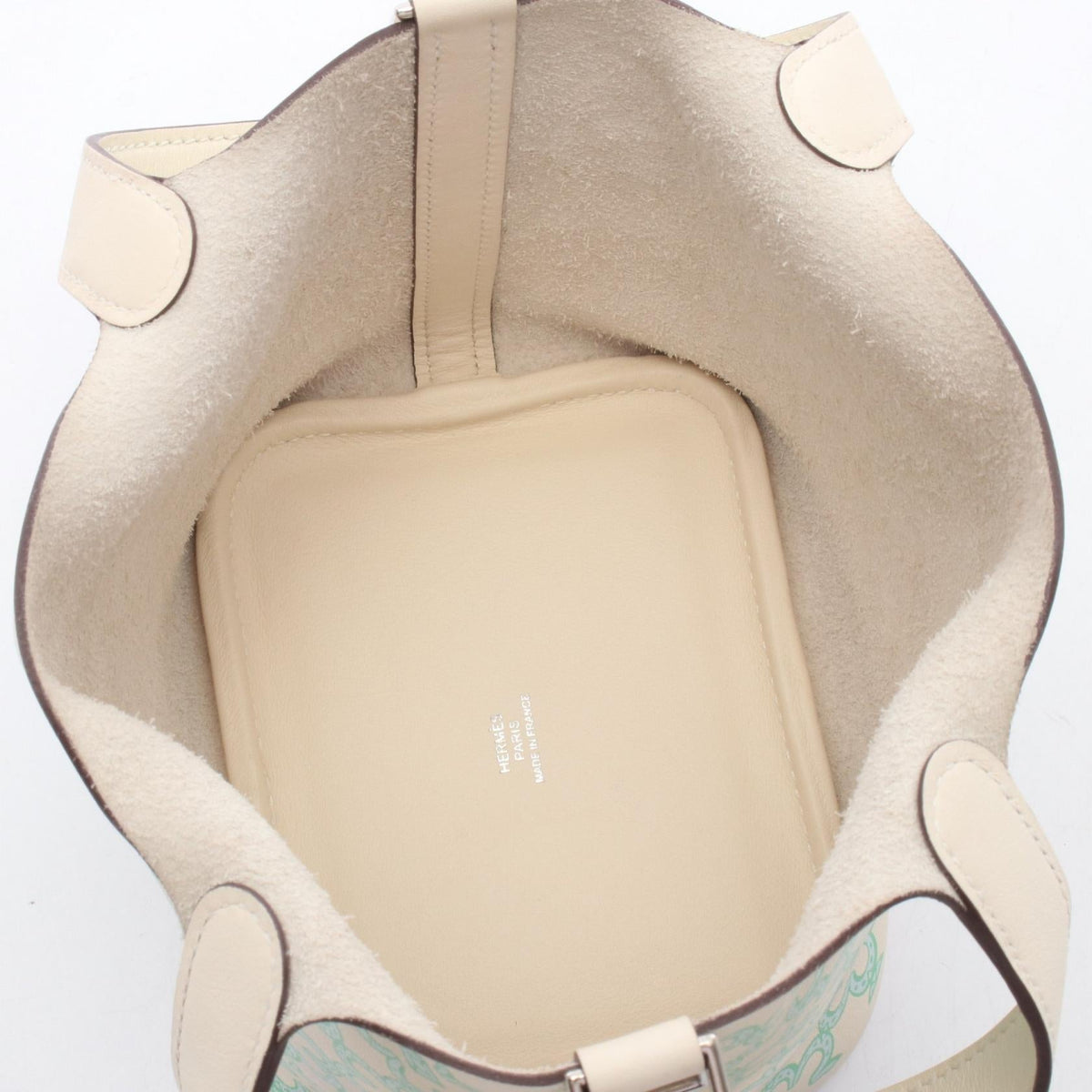 HERMES Picotin Rock Micro Lucky Daisy Vert HandbagNata Nata Beige/Green/Blue Vaux Swift leather leather 2101220073978