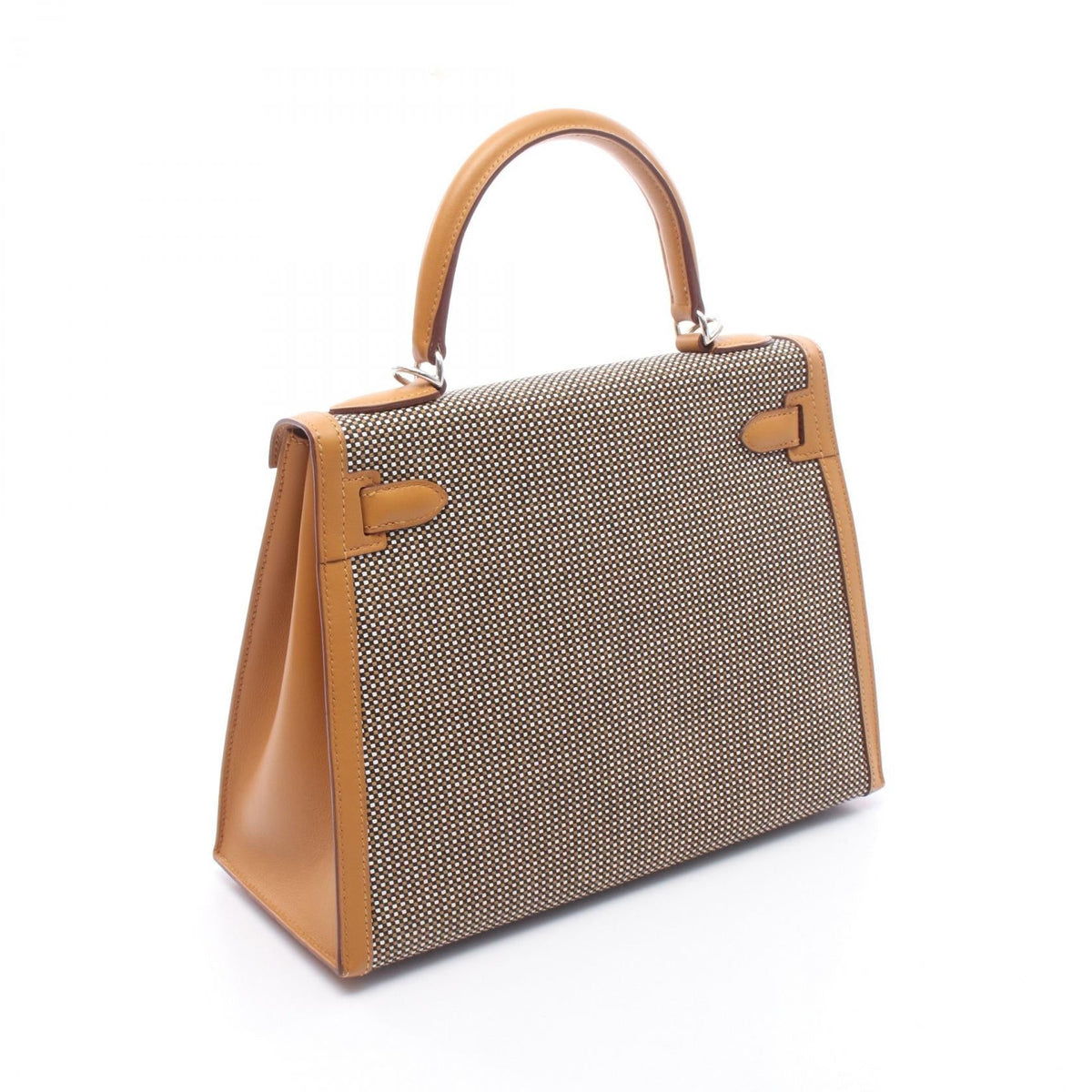 HERMES Kelly 28 Sesame, external stitching, 2-way HandbagWhite White Brown/Black/White Vaux Swift leather Other Toile Cadrile in Swift leather 2101220073954
