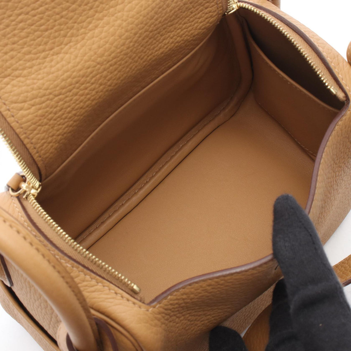 HERMES Lindy Mini Biscuits Shoulder BagBiscuit Biscuit Brown Taurillon Clemence leather 2101220073947
