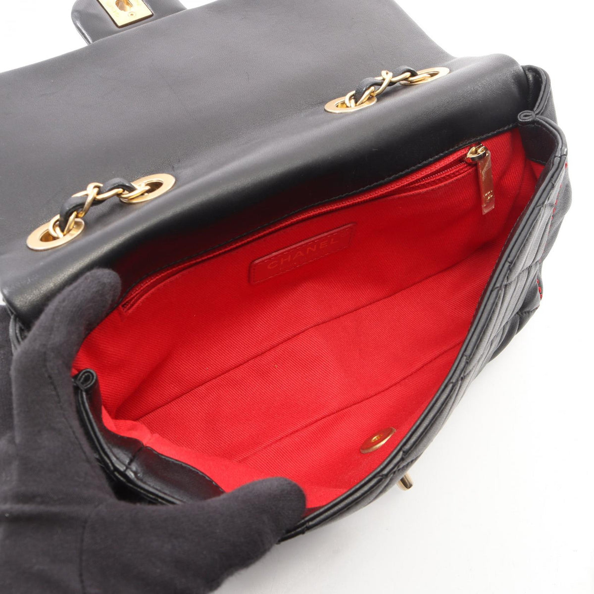 CHANEL Black Matelasse single flap Lambskin (sheep leather) 2101220073862